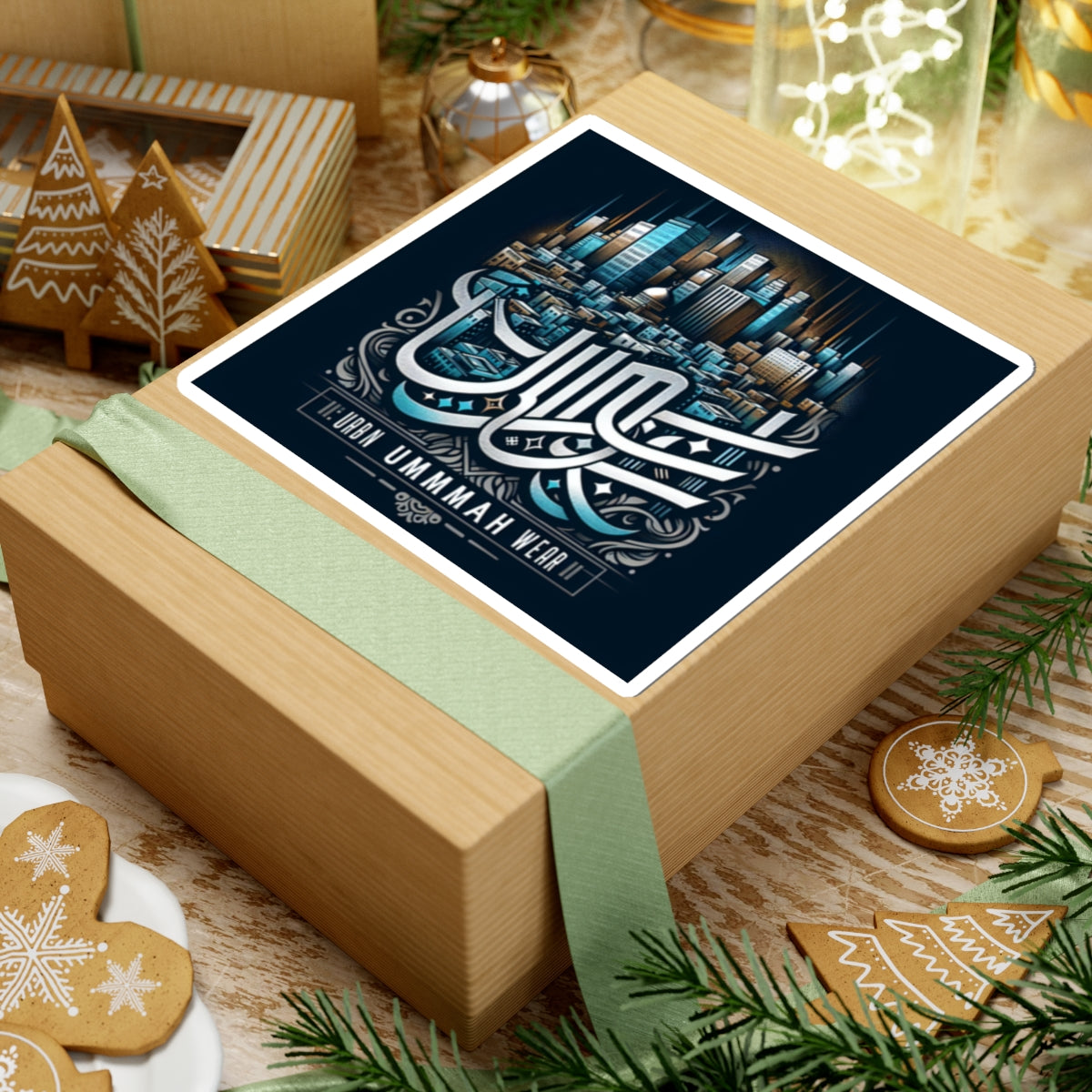 Urban Ummah Wear Kiss-Cut Stickers - Stylish Cityscape Design for Laptop & Decor Muslim Accessories
