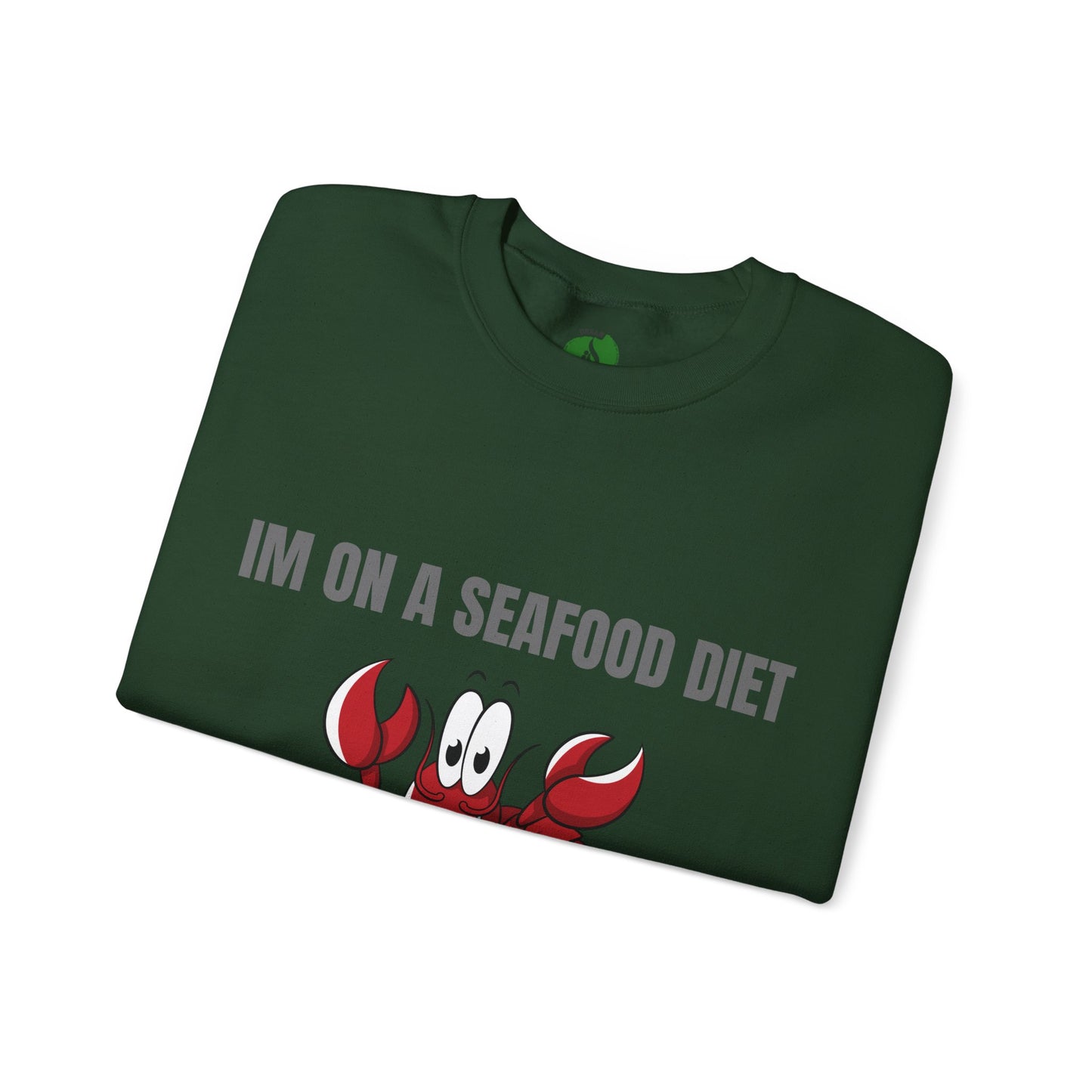 Funny Seafood Diet Sweatshirt - Unisex Heavy Blend Crewneck with Lobster Graphic Humour Joke Clothing
