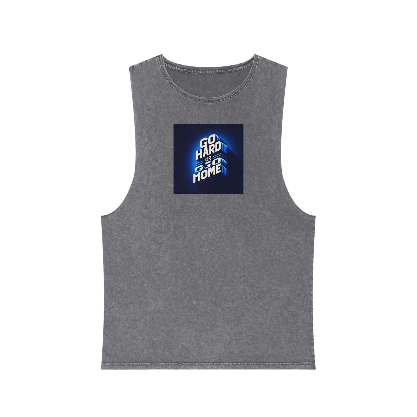 Unisex Stonewash Tank Top with 'Go Hard or Go Home' Design - Casual Wear for Summer and Fitness Lovers Islamic Clothing