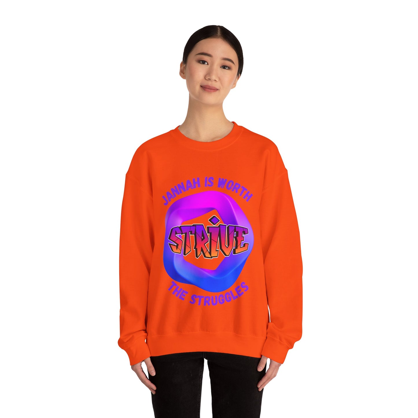 Inspiring Unisex Crewneck Sweatshirt - 'Jannah Is Worth the Struggles' Muslim Streetwear Sweat Shirt