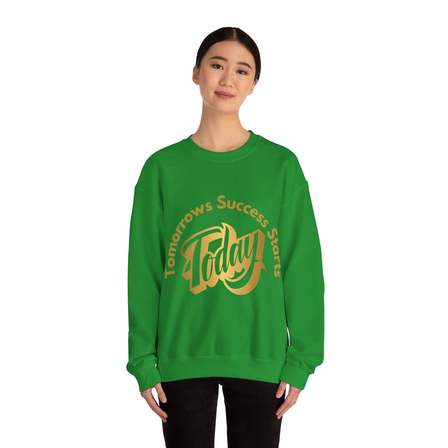 Inspirational Crewneck Sweatshirt - 'Tomorrow's Success Starts Today' Gym Motivation Sweat Shirt