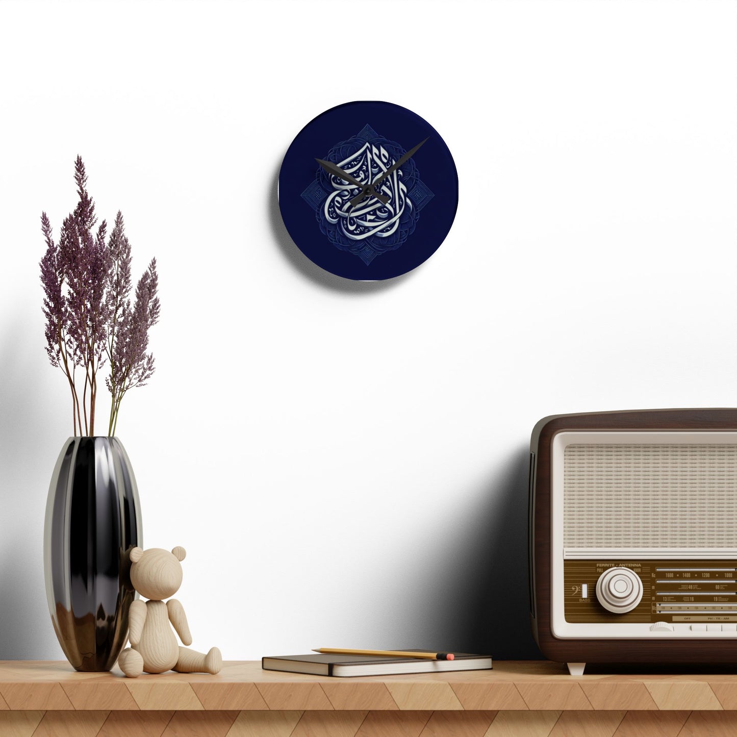 Elegant Islamic Calligraphy Acrylic Wall Clock - Home Decor Islamic Accessories