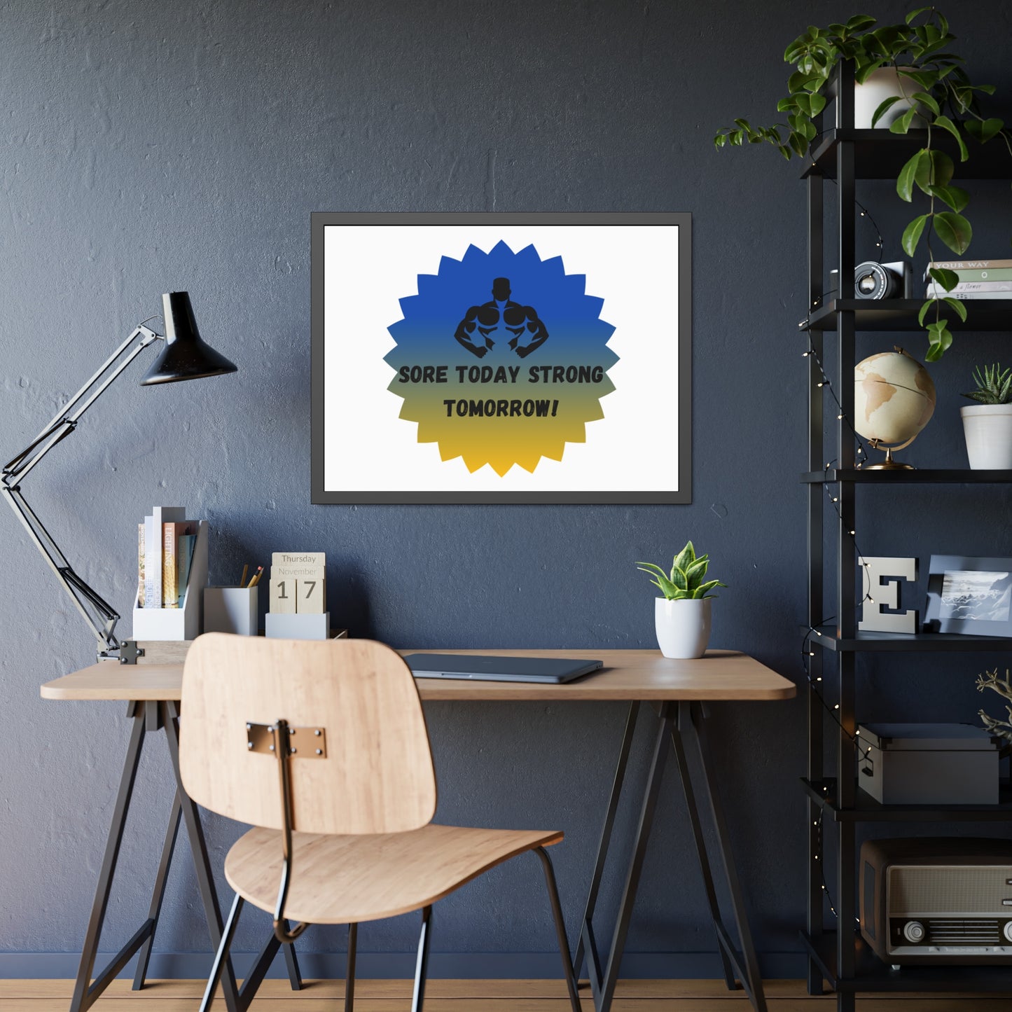 Fitness Motivation Framed Poster - 'Sore Today Strong Tomorrow!' Humour Joke Gym Accessories