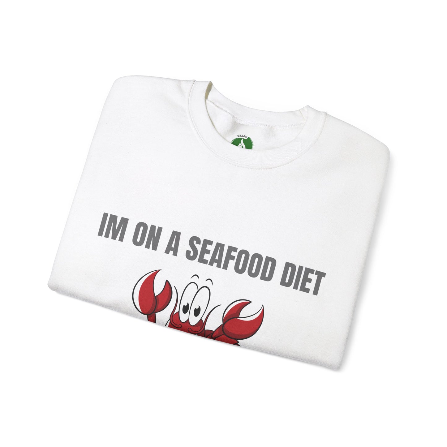 Funny Seafood Diet Sweatshirt - Unisex Heavy Blend Crewneck with Lobster Graphic Humour Joke Clothing