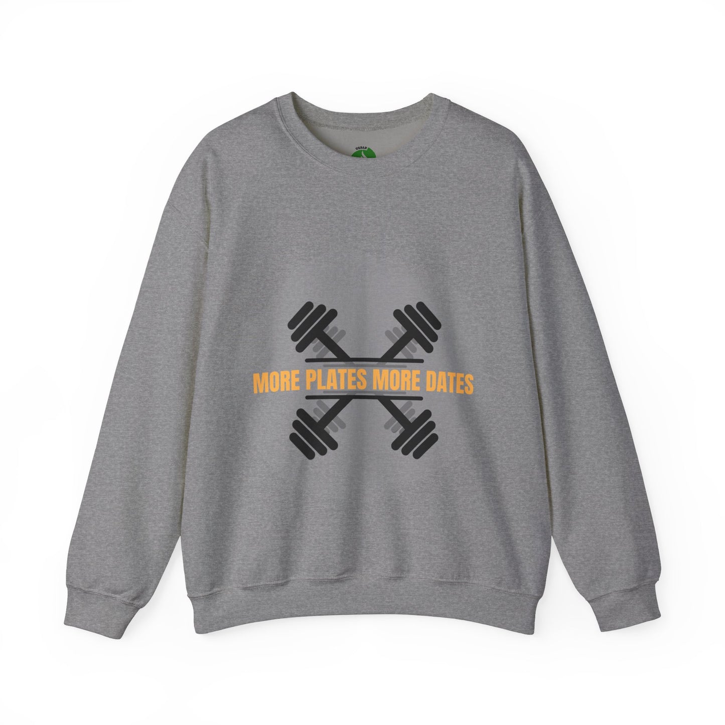 Fitness Motivational Crewneck Sweatshirt - "More Plates More Dates" Humour Joke Gym Sweat Shirt