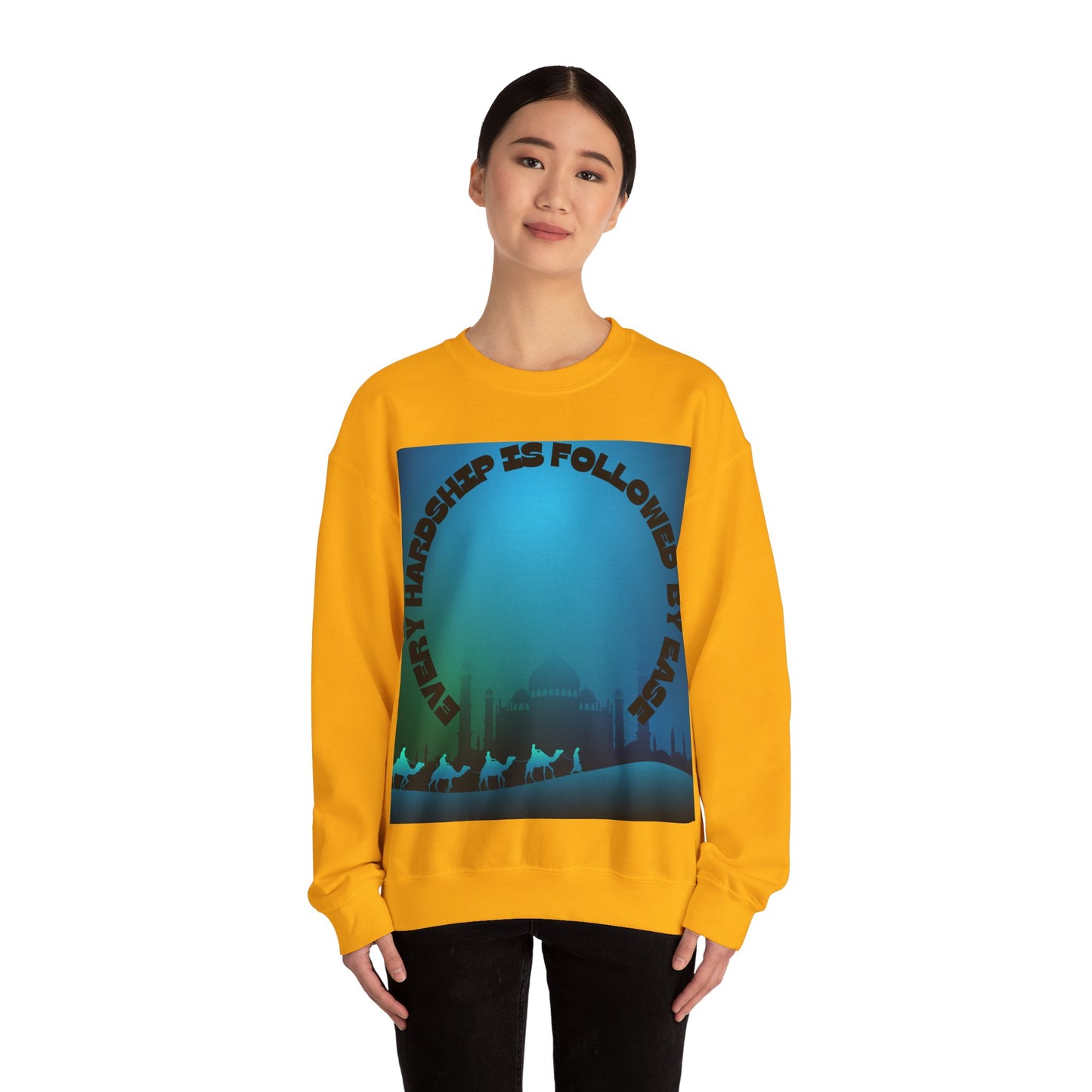 Inspirational Crewneck Sweatshirt - Every Hardship is Followed by Ease Modern Islamic Clothing