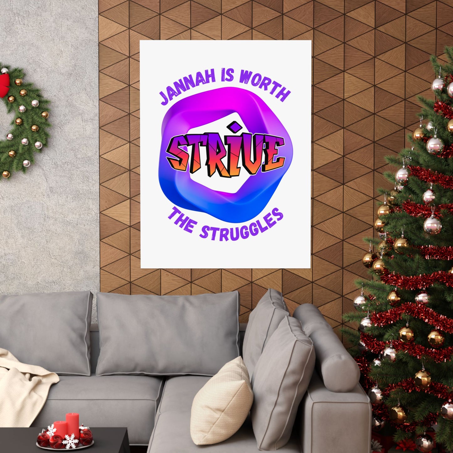 Motivational Vertical Poster - 'Jannah is Worth The Struggles' Muslim Islamic Accessories