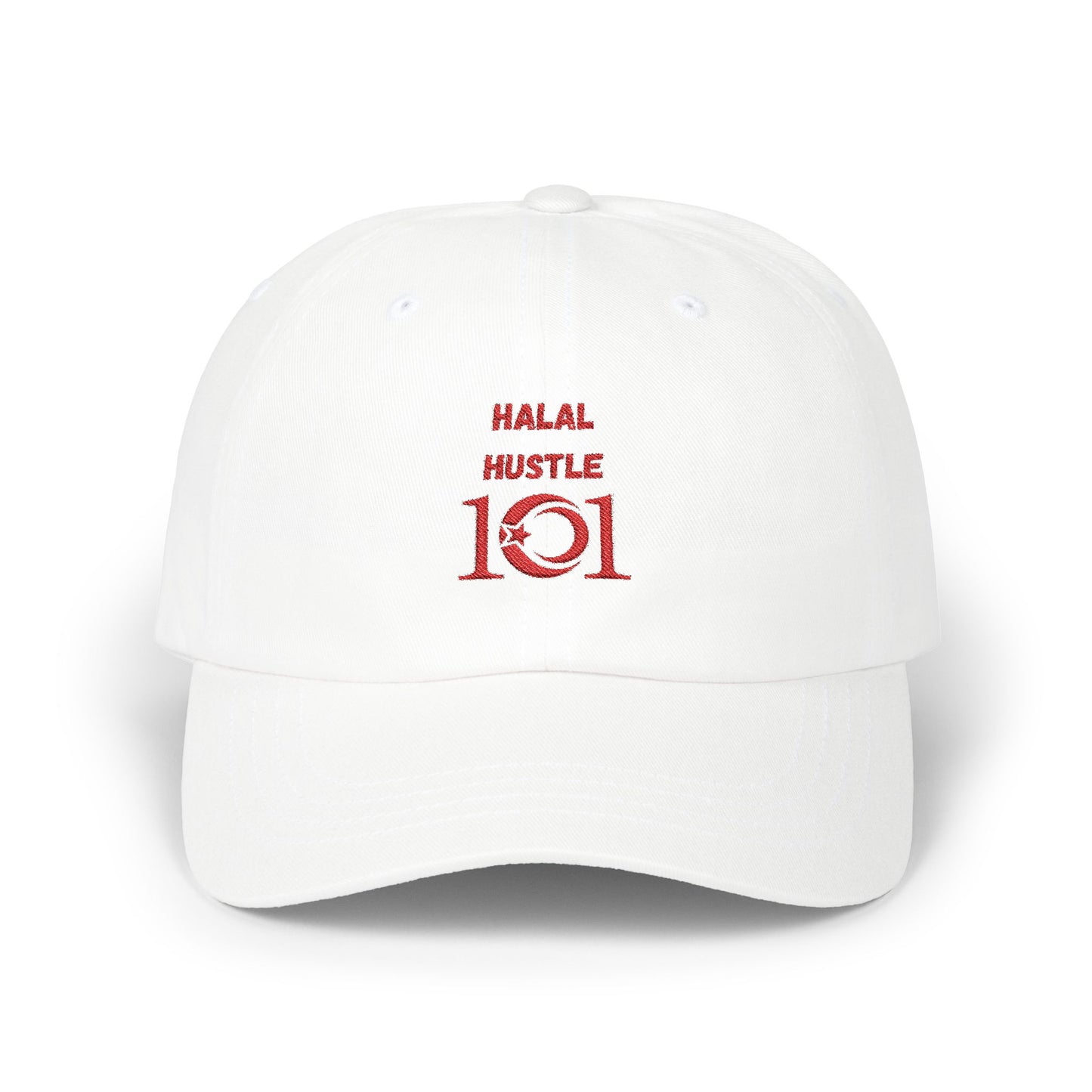 Halal Hustle Classic Dad Cap - Stylish White Cap for Everyday Wear Muslim Streetwear Hat