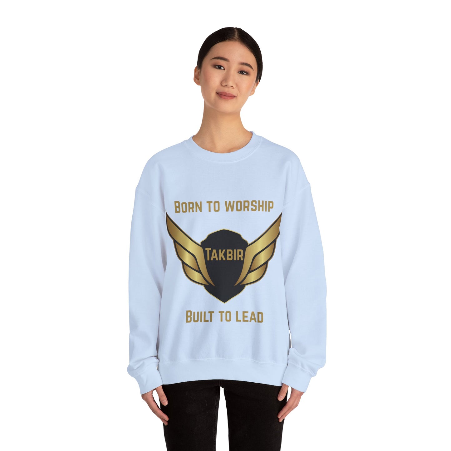 Inspirational Unisex Crewneck Sweatshirt - 'Born to Worship, Built to Lead' Design Muslim Streetwear Fashion Hoodie