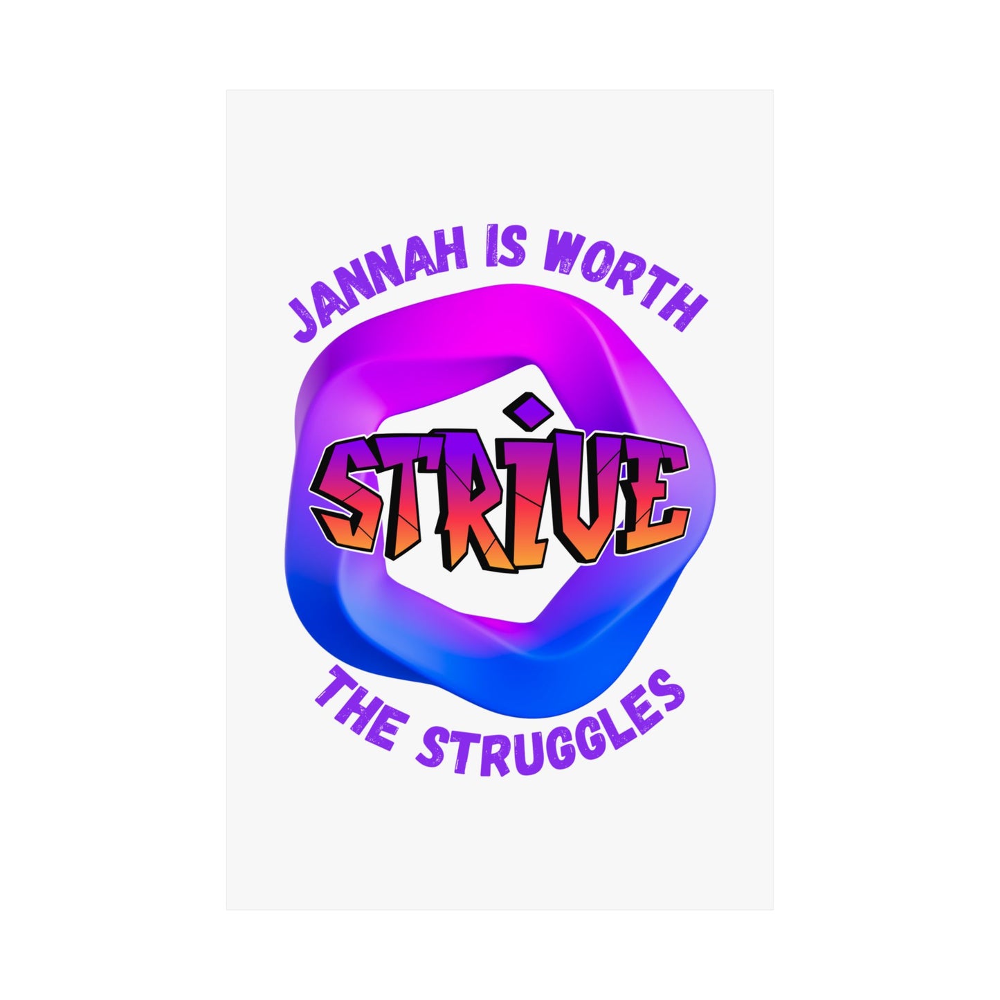 Motivational Vertical Poster - 'Jannah is Worth The Struggles' Muslim Islamic Accessories