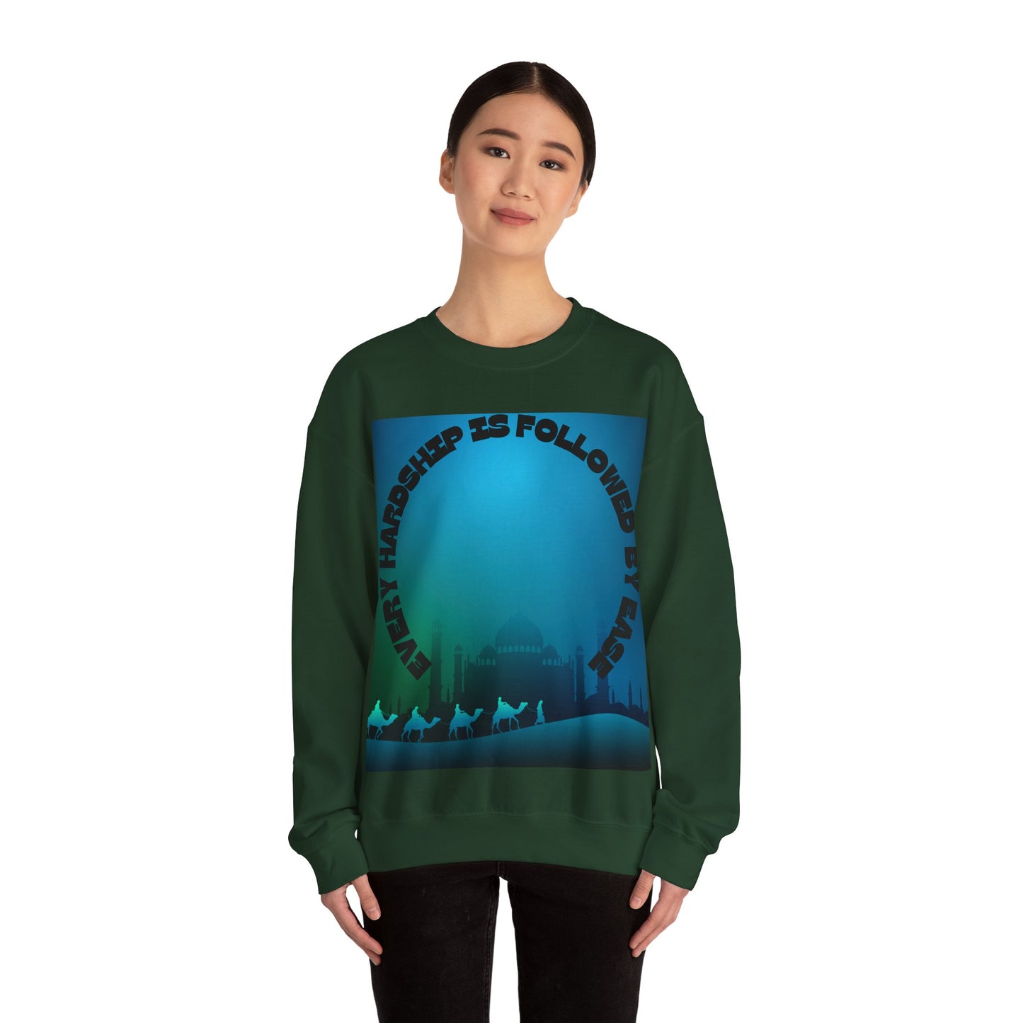 Inspirational Crewneck Sweatshirt - Every Hardship is Followed by Ease Modern Islamic Clothing