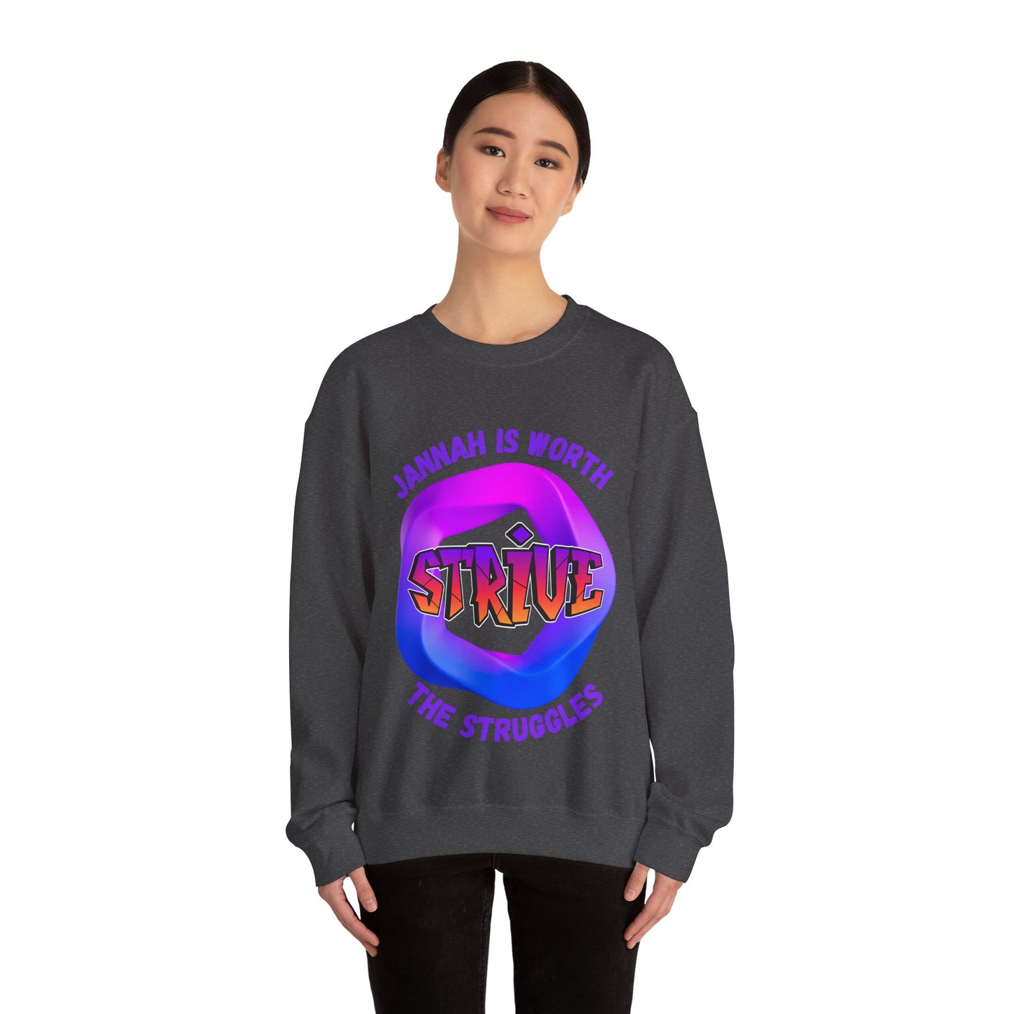 Inspiring Unisex Crewneck Sweatshirt - 'Jannah Is Worth the Struggles' Muslim Streetwear Sweat Shirt