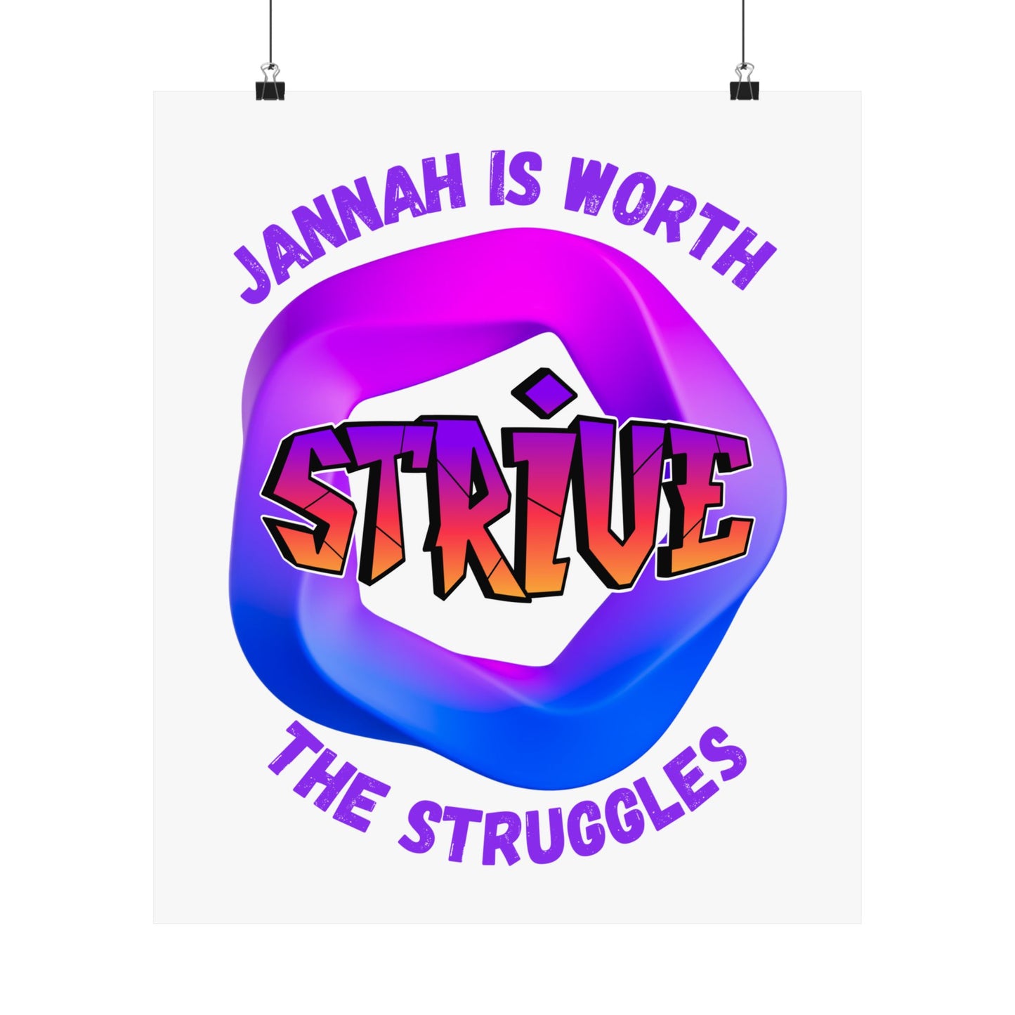 Motivational Vertical Poster - 'Jannah is Worth The Struggles' Muslim Islamic Accessories