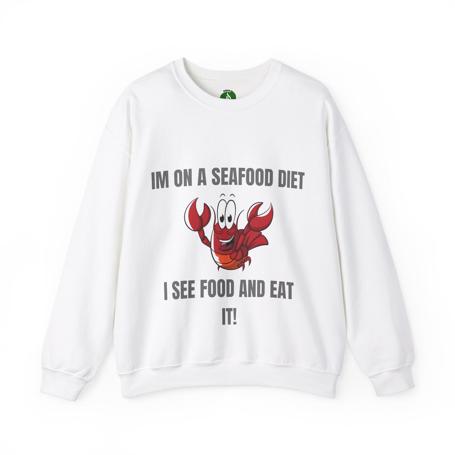 Funny Seafood Diet Sweatshirt - Unisex Heavy Blend Crewneck with Lobster Graphic Humour Joke Clothing