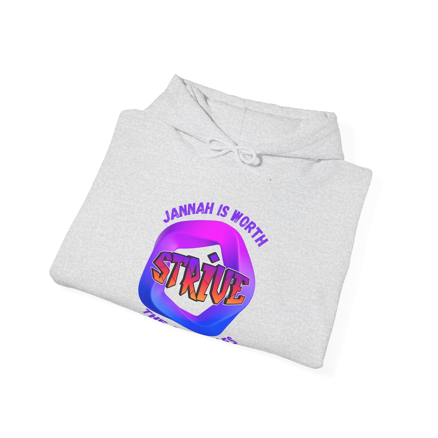 Inspirational Unisex Heavy Blend™ Hooded Sweatshirt – 'Jannah is Worth the Strive' Muslim Modern Clothing