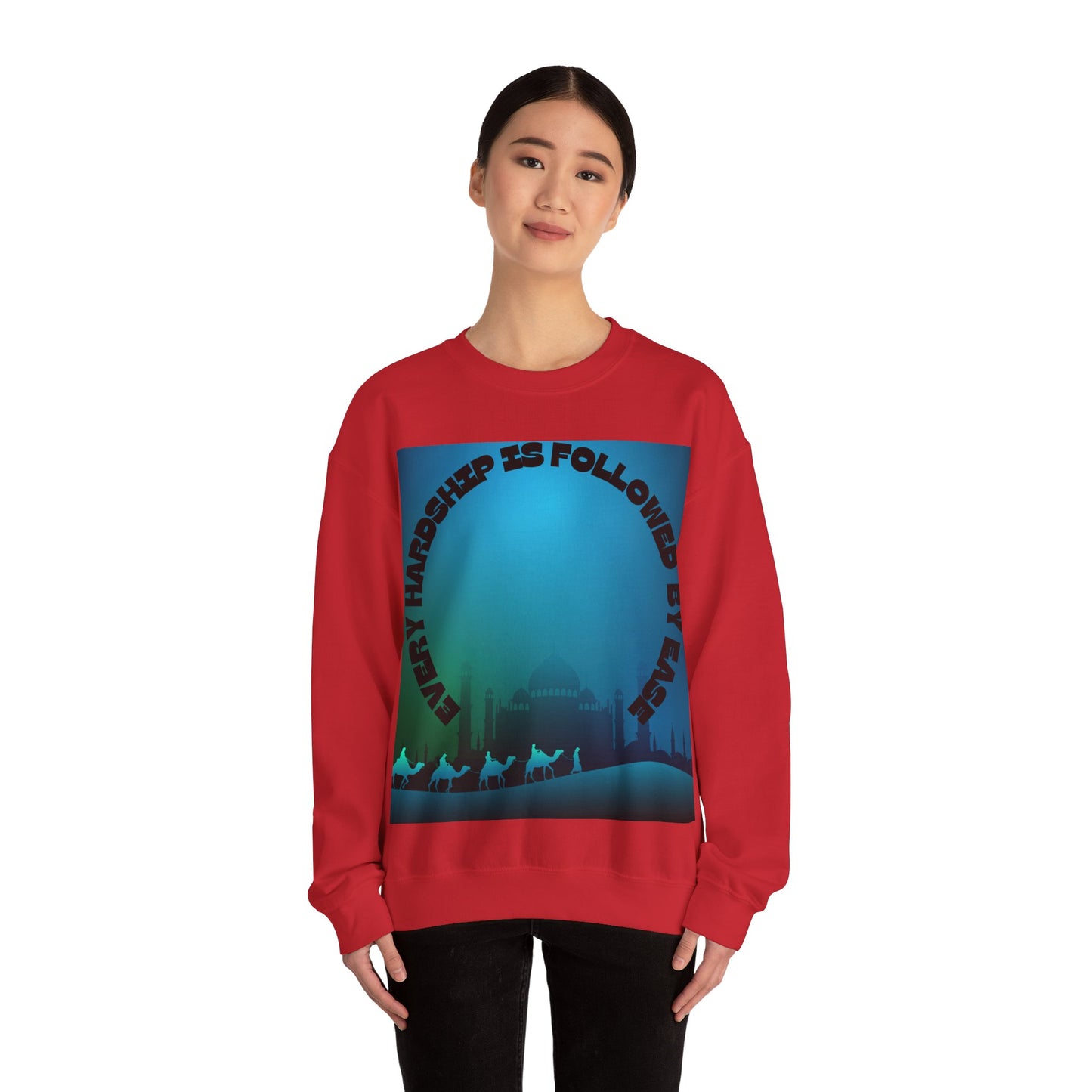 Inspirational Crewneck Sweatshirt - Every Hardship is Followed by Ease Modern Islamic Clothing