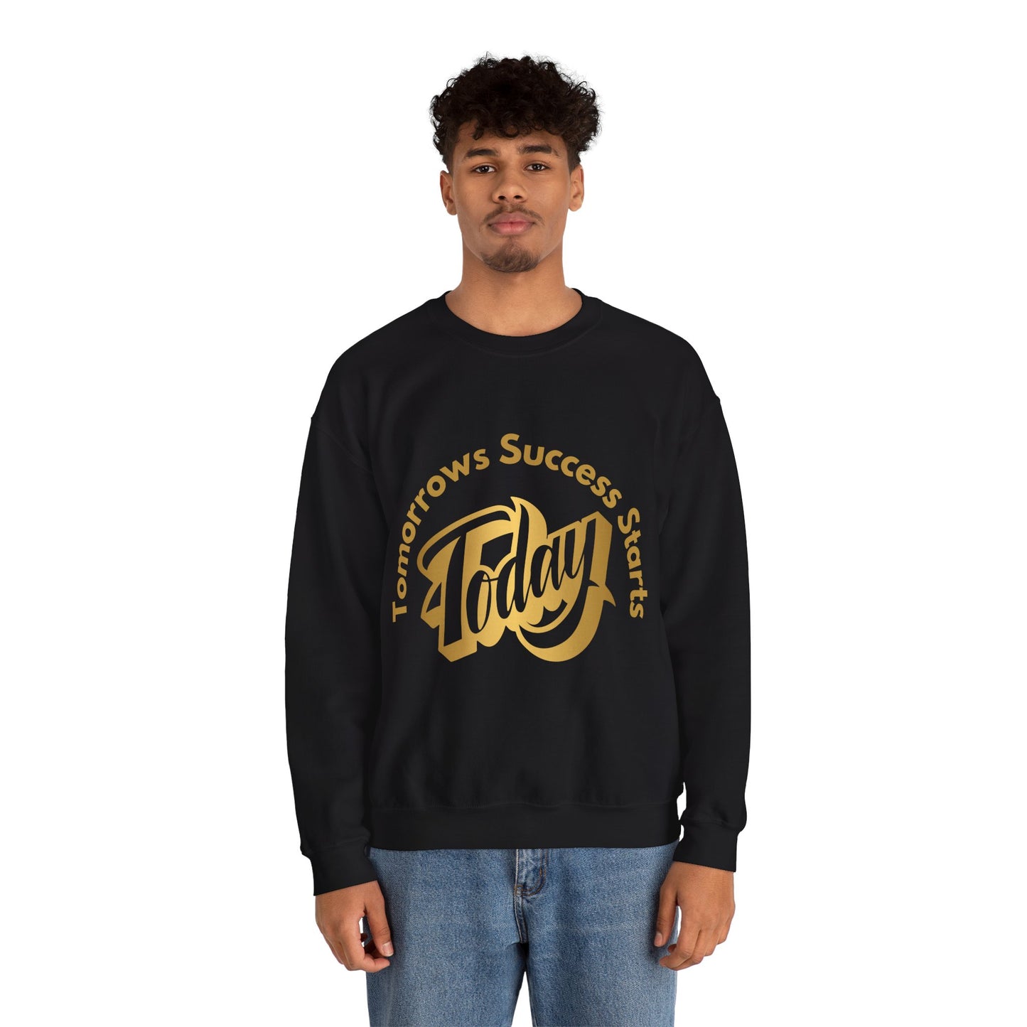 Inspirational Crewneck Sweatshirt - 'Tomorrow's Success Starts Today' Gym Motivation Sweat Shirt