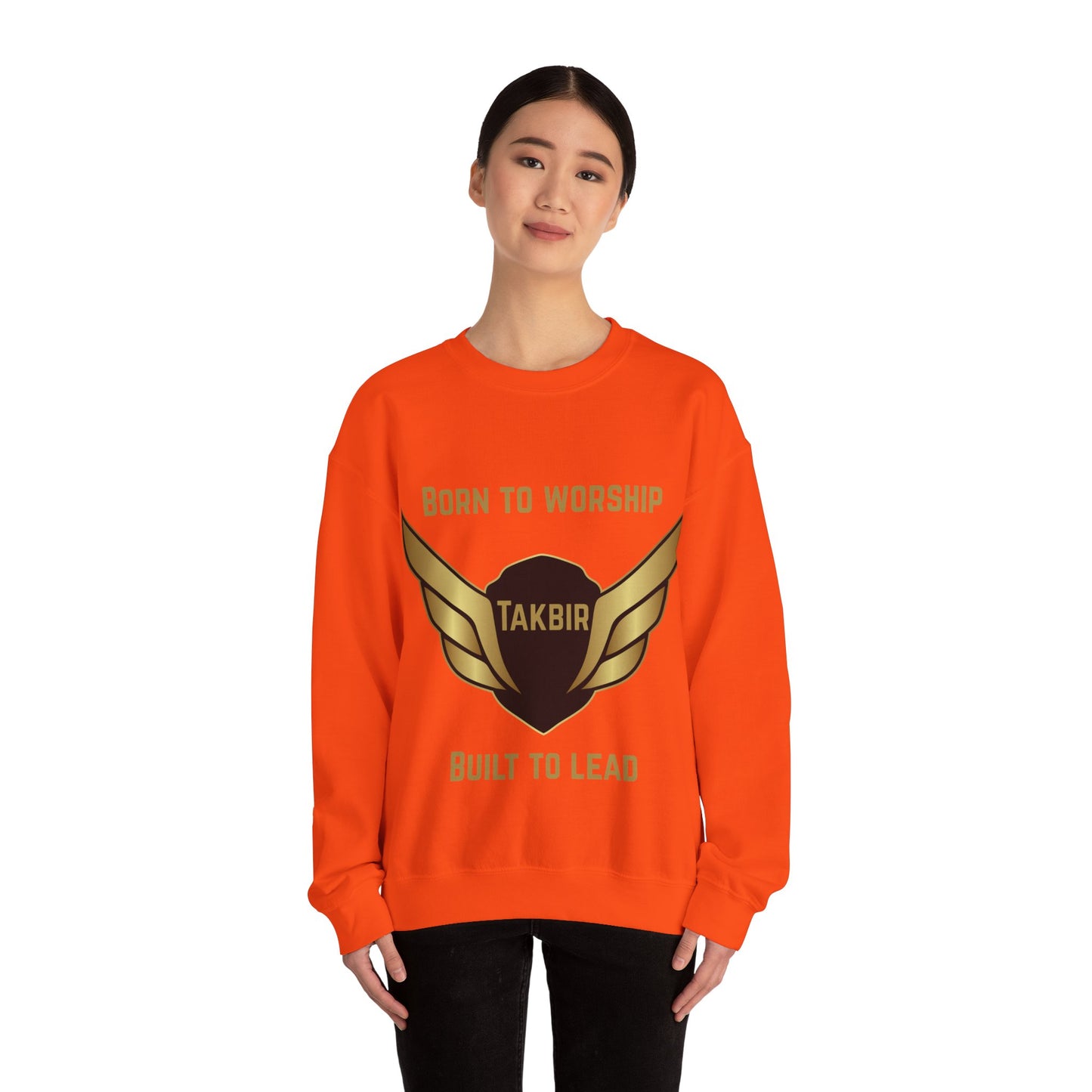 Inspirational Unisex Crewneck Sweatshirt - 'Born to Worship, Built to Lead' Design Muslim Streetwear Fashion Hoodie