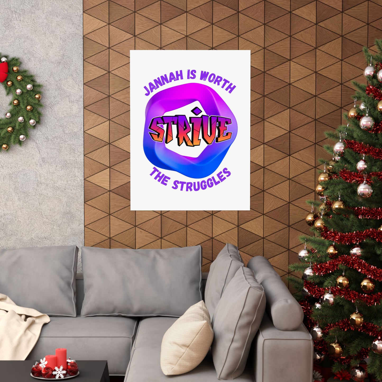 Motivational Vertical Poster - 'Jannah is Worth The Struggles' Muslim Islamic Accessories