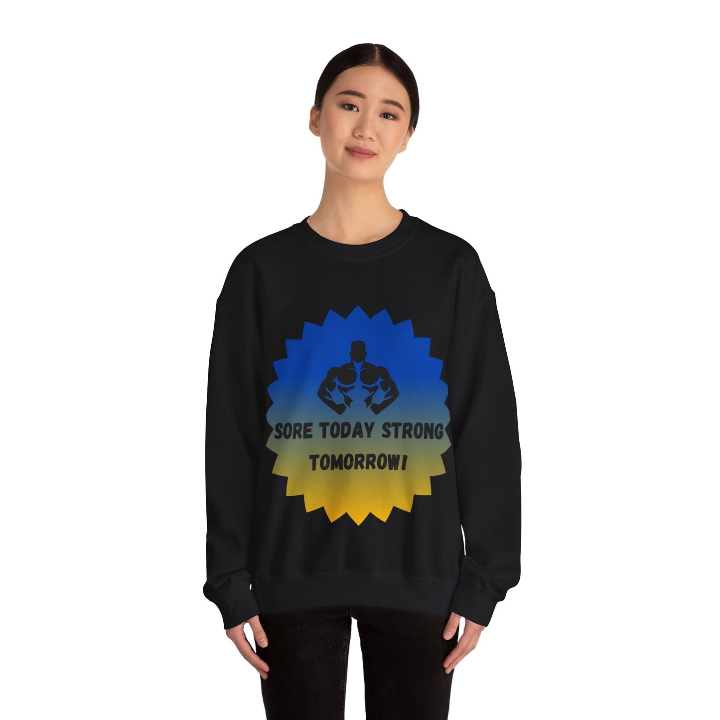 Motivational Fitness Sweatshirt - "Sore Today Strong Tomorrow" Unisex Heavy Blend™ Crewneck Humour Joke Gym Clothing