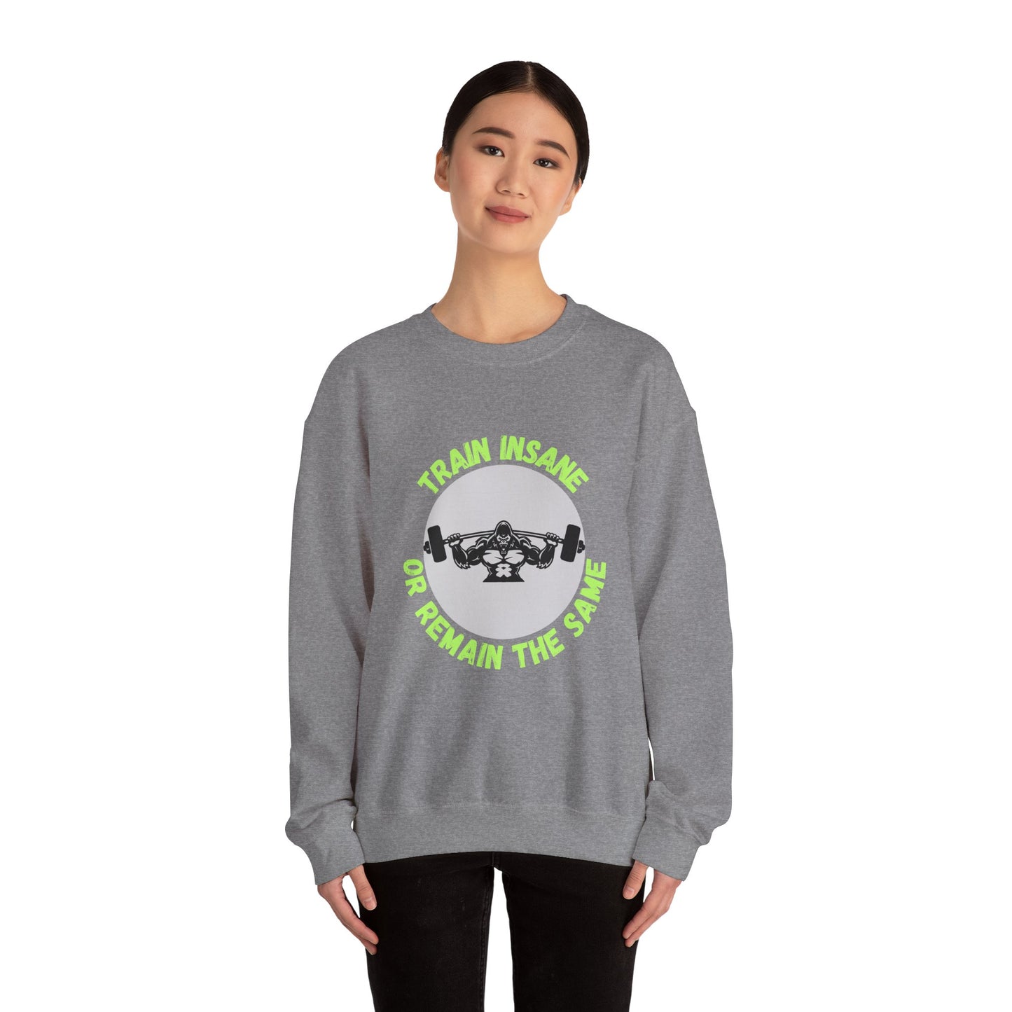 Train Insane Gym Sweatshirt - Unisex Heavy Blend Crewneck Humour Joke Clothing