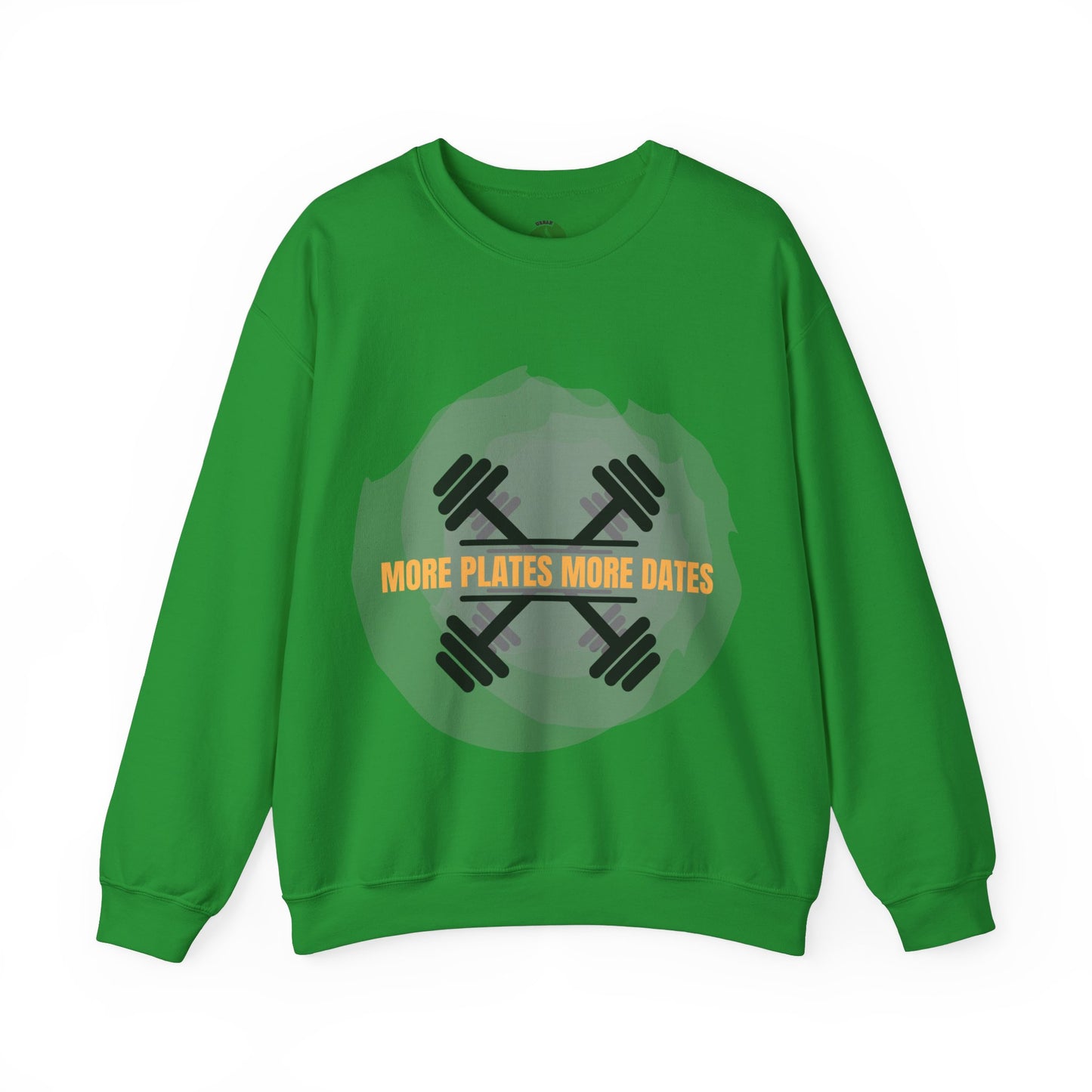 Fitness Motivational Crewneck Sweatshirt - "More Plates More Dates" Humour Joke Gym Sweat Shirt