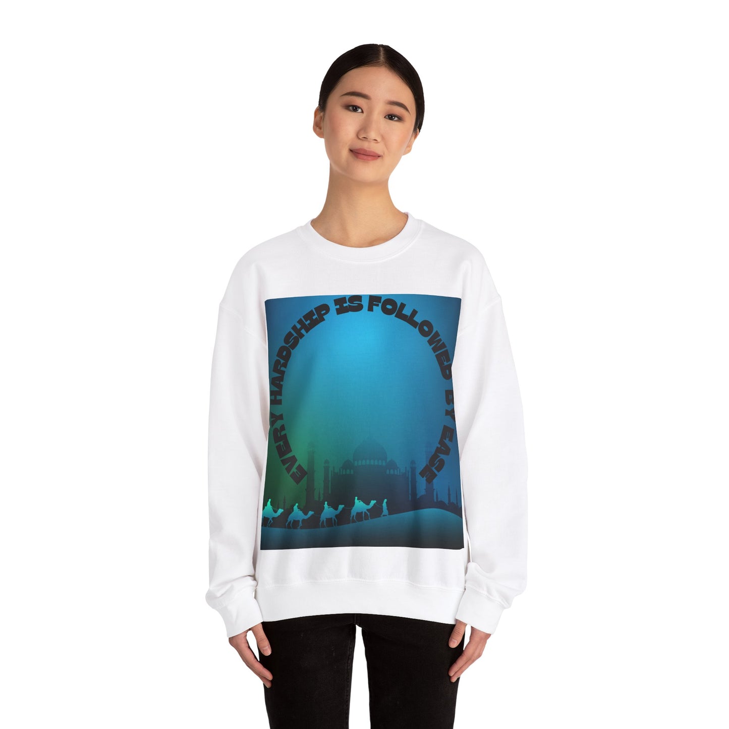 Inspirational Crewneck Sweatshirt - Every Hardship is Followed by Ease Modern Islamic Clothing