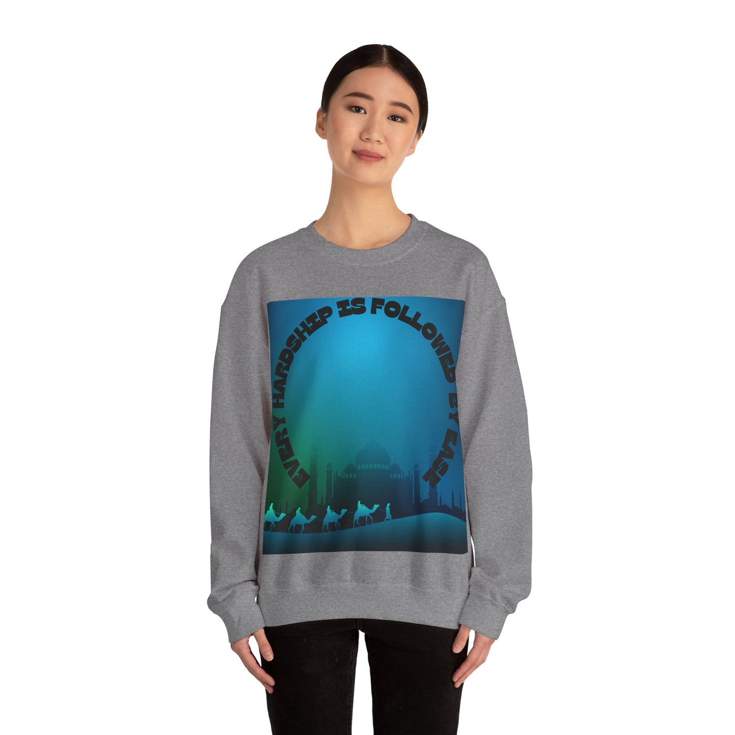 Inspirational Crewneck Sweatshirt - Every Hardship is Followed by Ease Modern Islamic Clothing