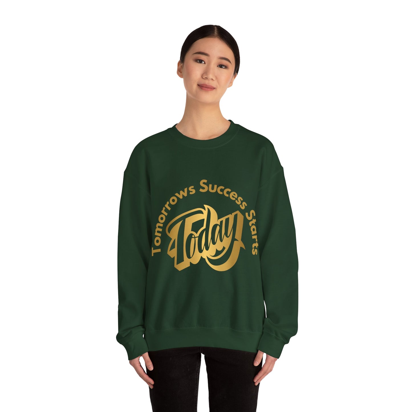 Inspirational Crewneck Sweatshirt - 'Tomorrow's Success Starts Today' Gym Motivation Sweat Shirt