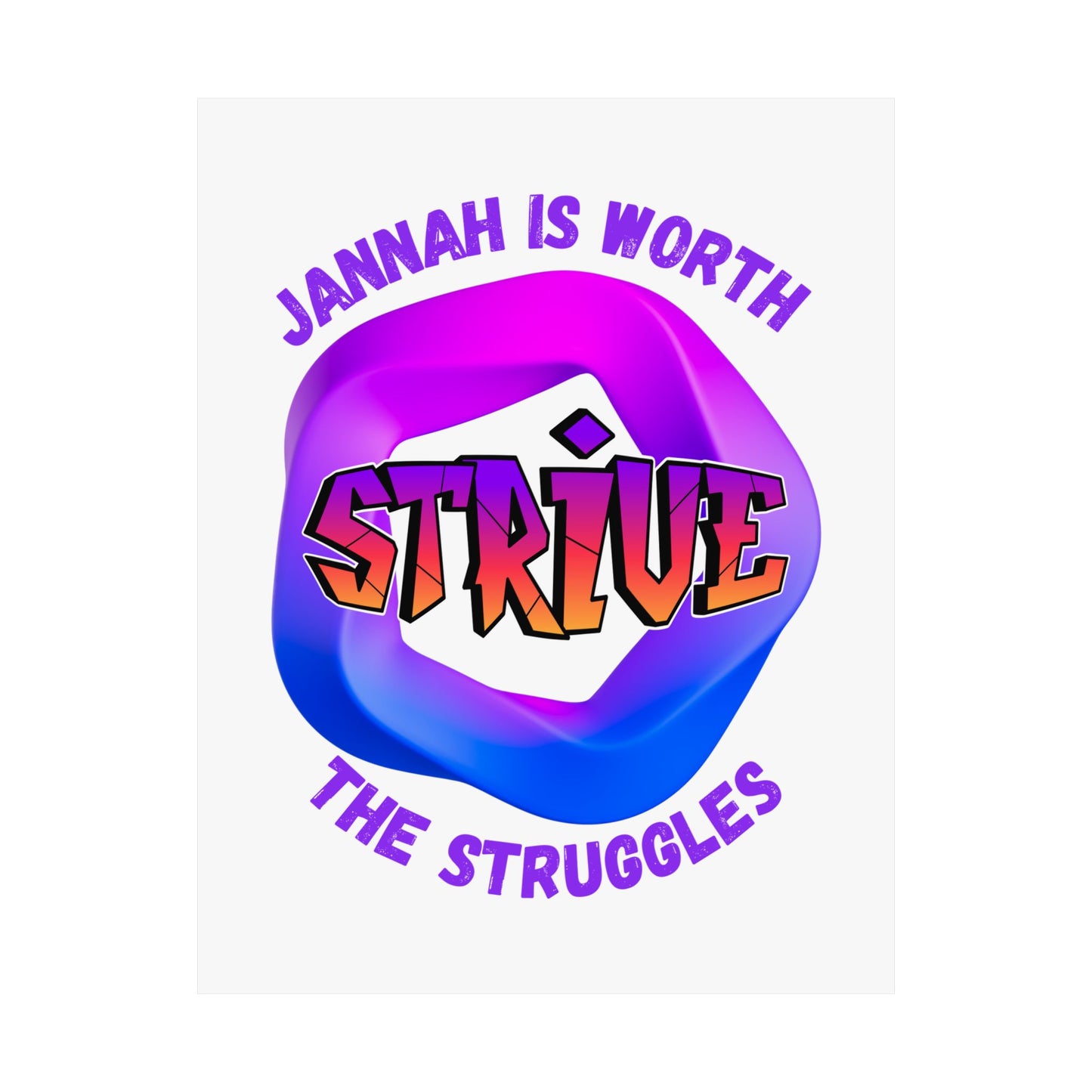 Motivational Vertical Poster - 'Jannah is Worth The Struggles' Muslim Islamic Accessories