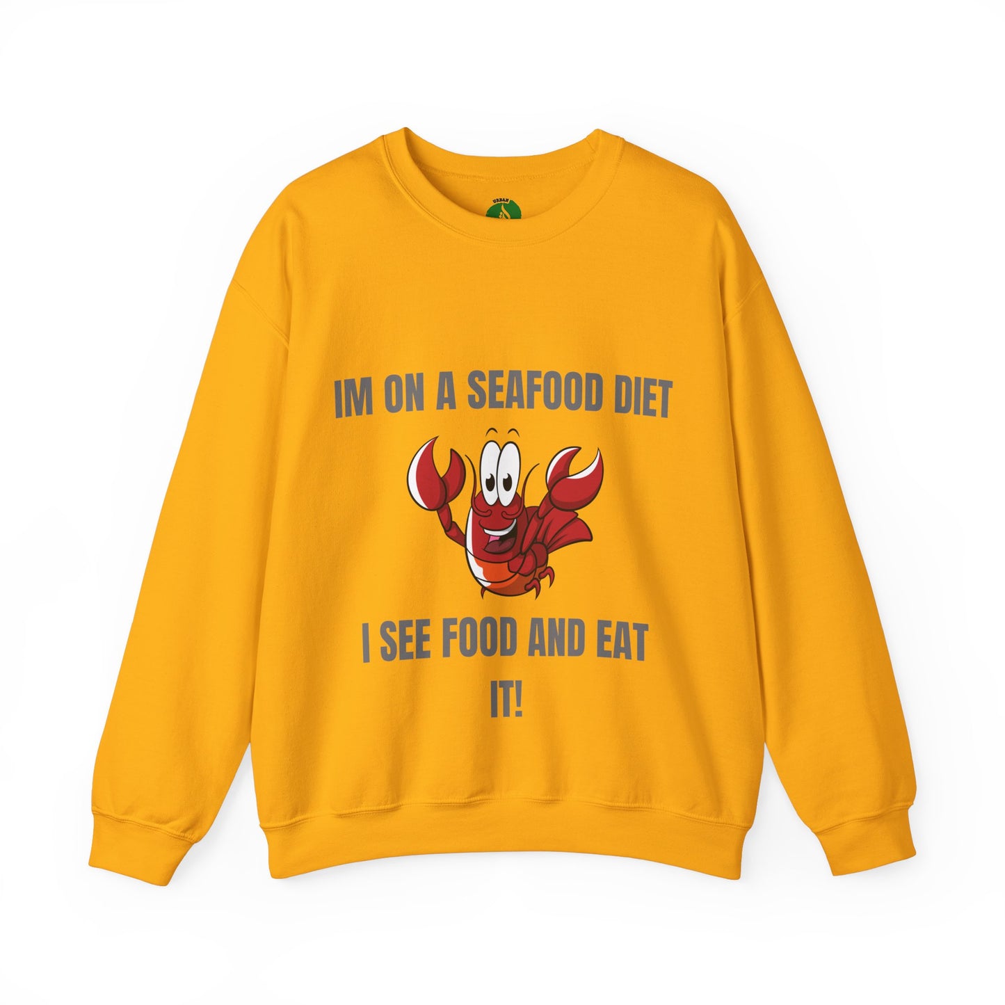 Funny Seafood Diet Sweatshirt - Unisex Heavy Blend Crewneck with Lobster Graphic Humour Joke Clothing