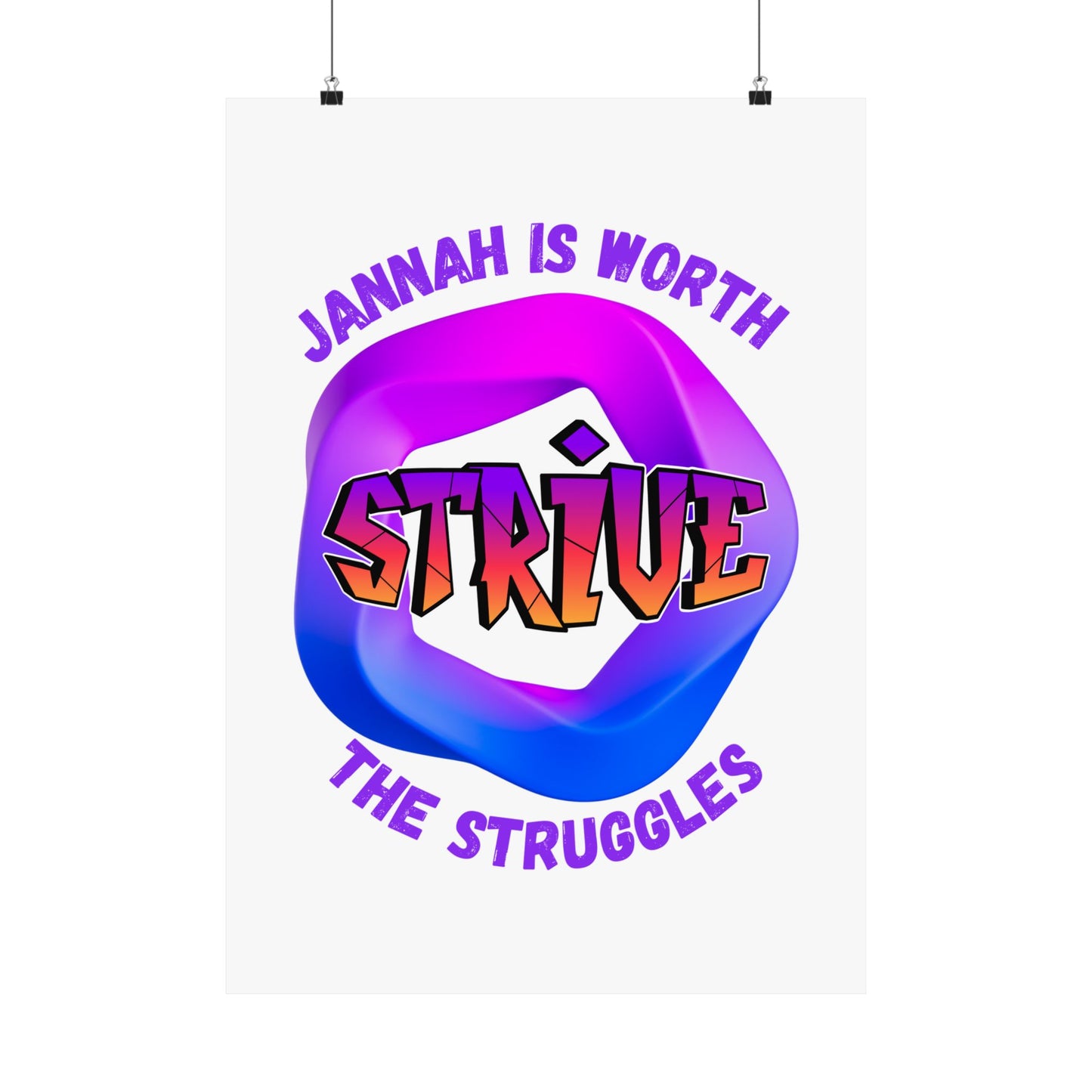 Motivational Vertical Poster - 'Jannah is Worth The Struggles' Muslim Islamic Accessories