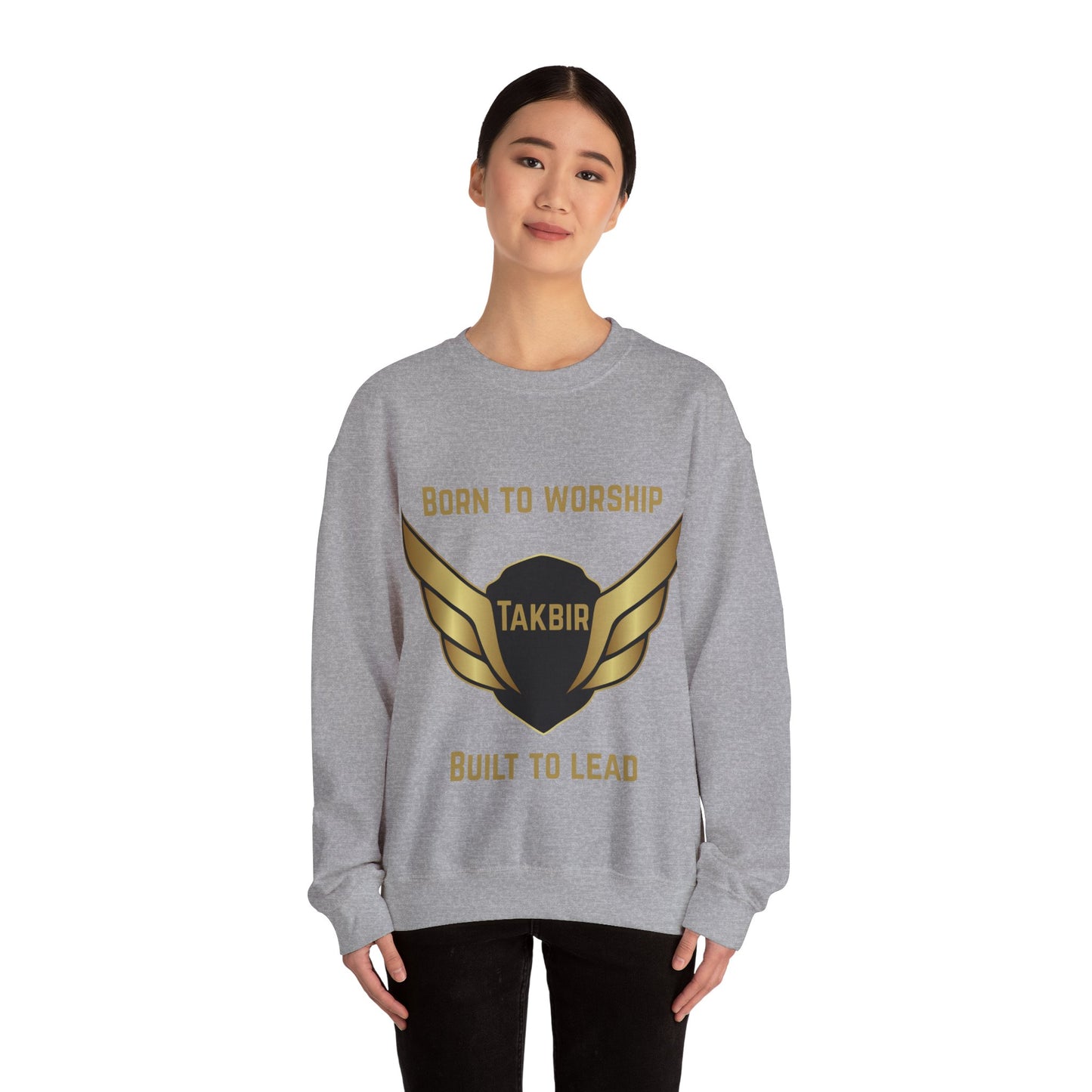 Inspirational Unisex Crewneck Sweatshirt - 'Born to Worship, Built to Lead' Design Muslim Streetwear Fashion Hoodie