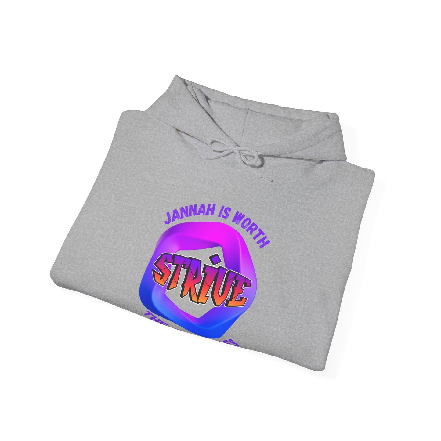 Inspirational Unisex Heavy Blend™ Hooded Sweatshirt – 'Jannah is Worth the Strive' Muslim Modern Clothing