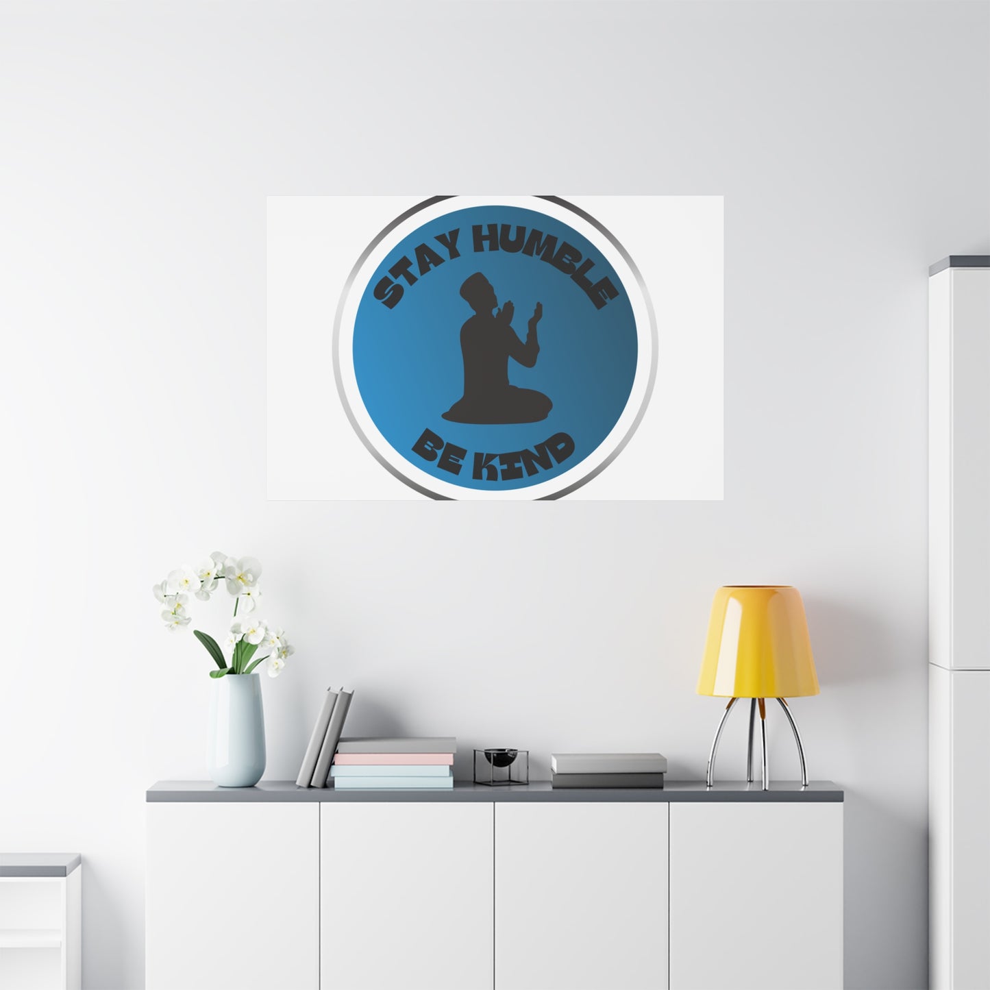 Inspirational Wall Art - "Stay Humble, Be Kind" Motif on Matte Canvas Islamic Art Work