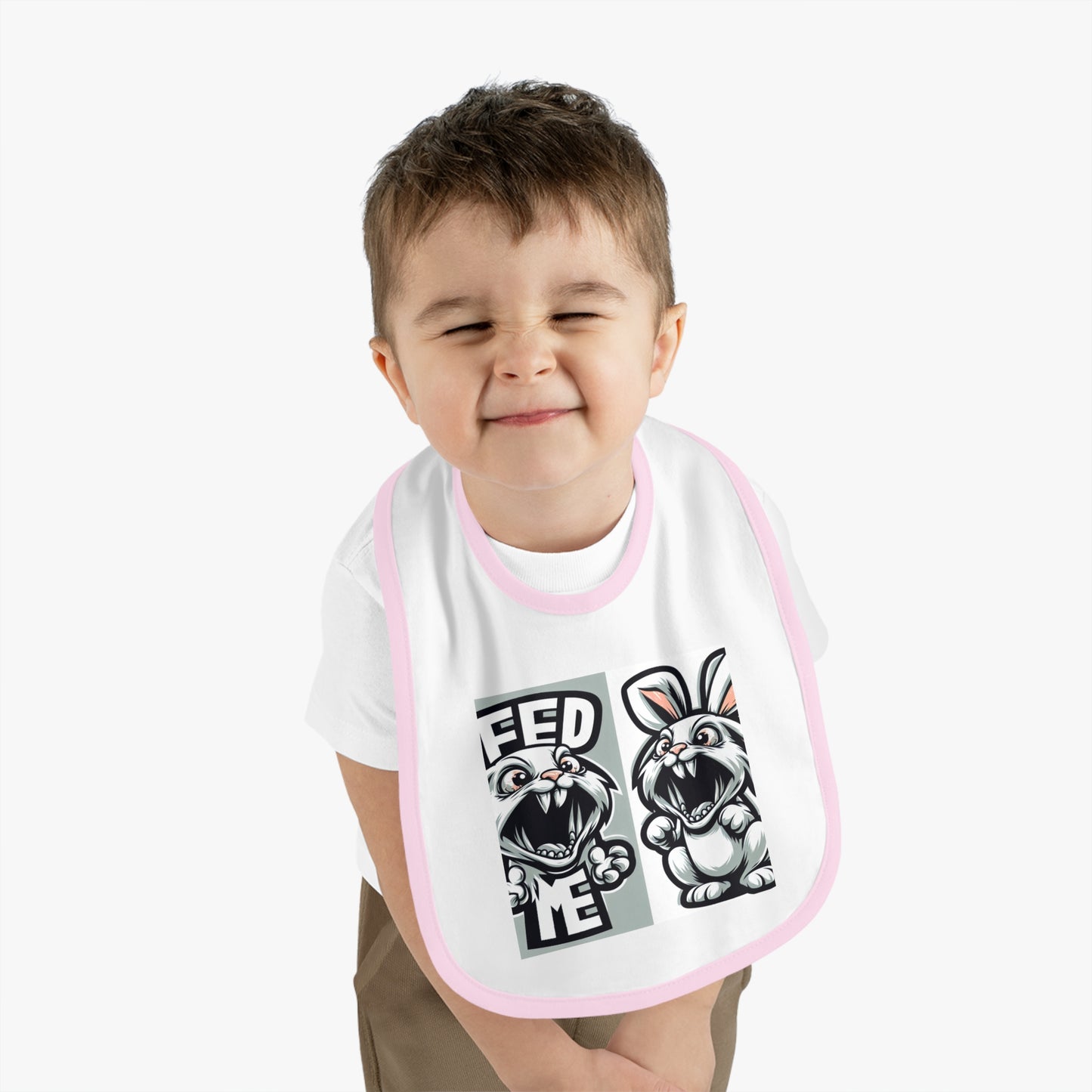 Funny Baby Bib - 'Feed Me' Rabbit Design Islamic Clothing