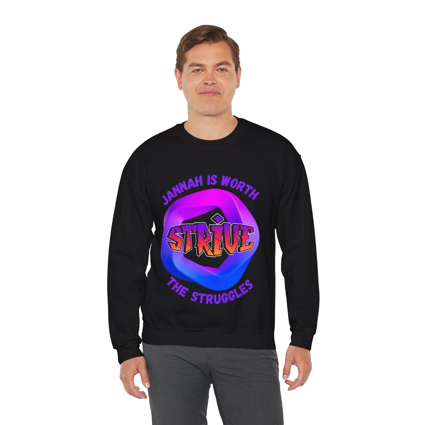 Inspiring Unisex Crewneck Sweatshirt - 'Jannah Is Worth the Struggles' Muslim Streetwear Sweat Shirt