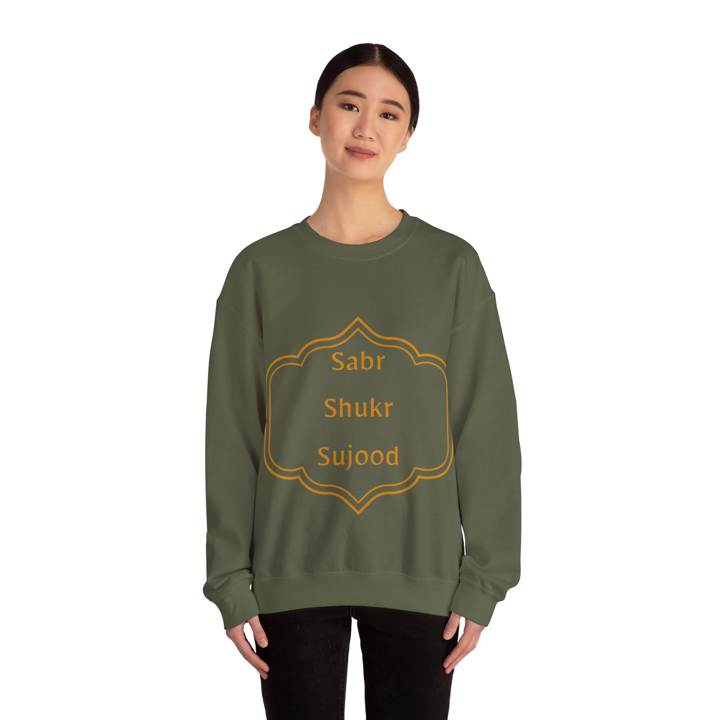 Inspirational Unisex Crewneck Sweatshirt - Sabr Shukr Sujood Islamic Streetwear Sweat Shirt