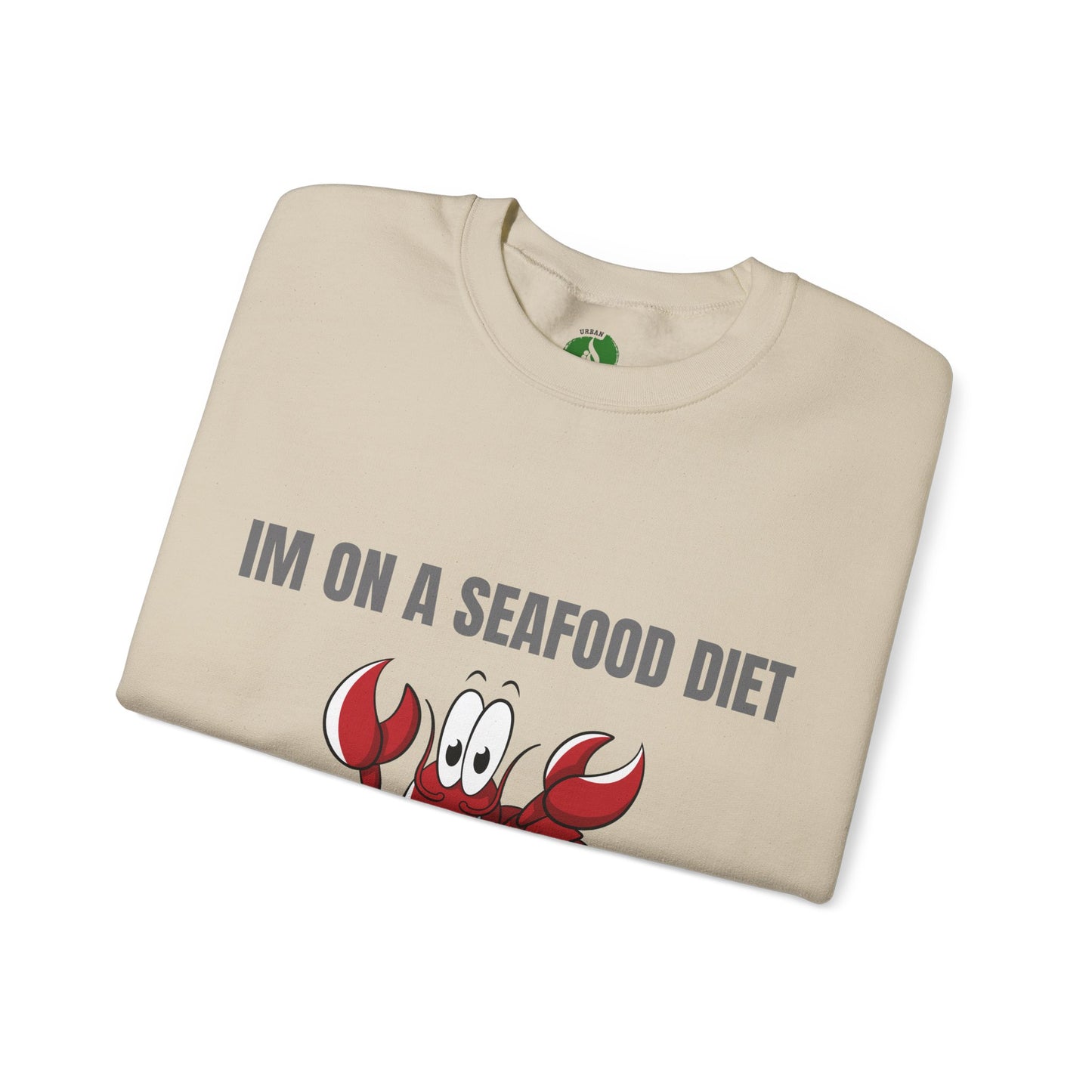 Funny Seafood Diet Sweatshirt - Unisex Heavy Blend Crewneck with Lobster Graphic Humour Joke Clothing