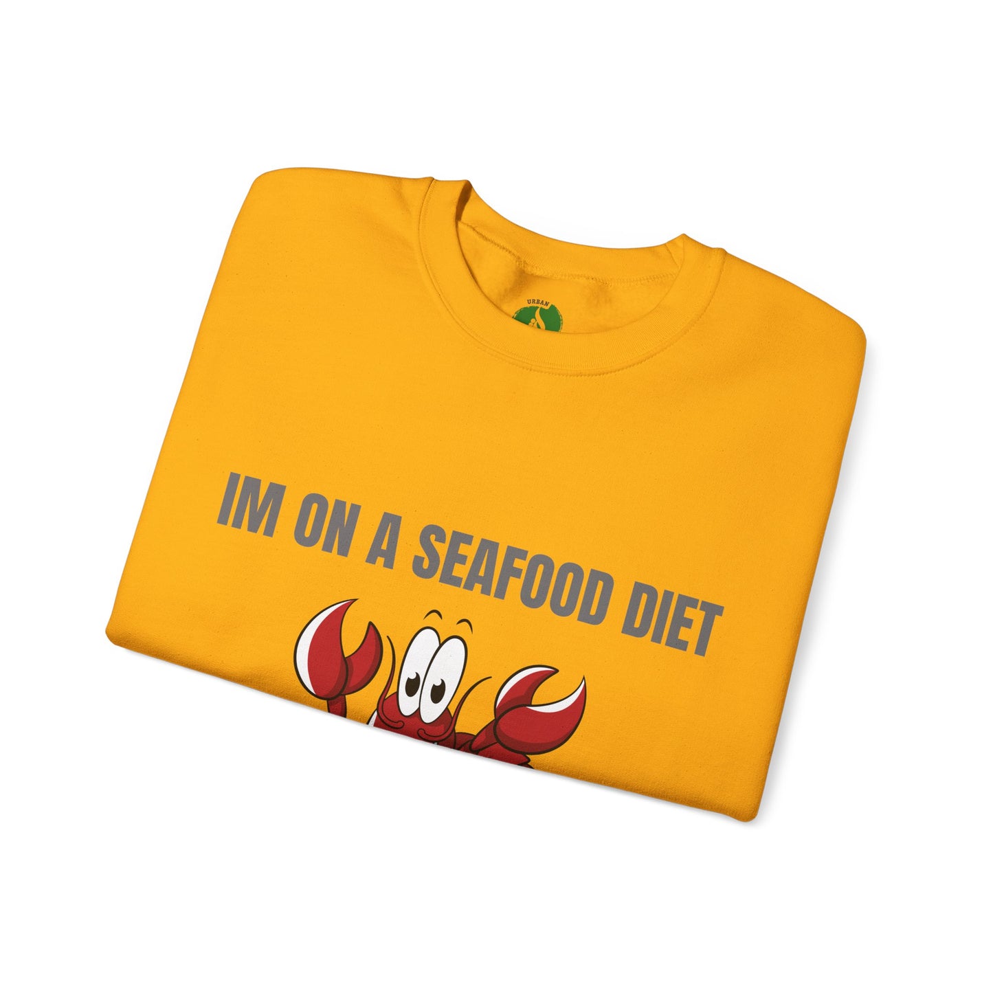 Funny Seafood Diet Sweatshirt - Unisex Heavy Blend Crewneck with Lobster Graphic Humour Joke Clothing