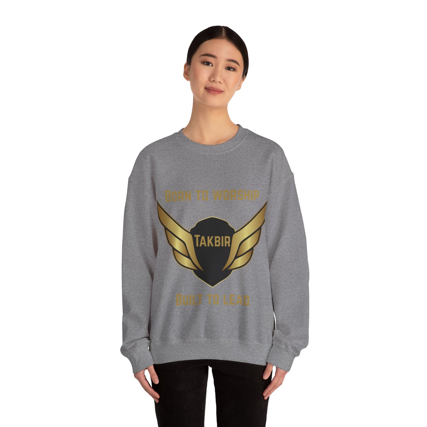 Inspirational Unisex Crewneck Sweatshirt - 'Born to Worship, Built to Lead' Design Muslim Streetwear Fashion Hoodie