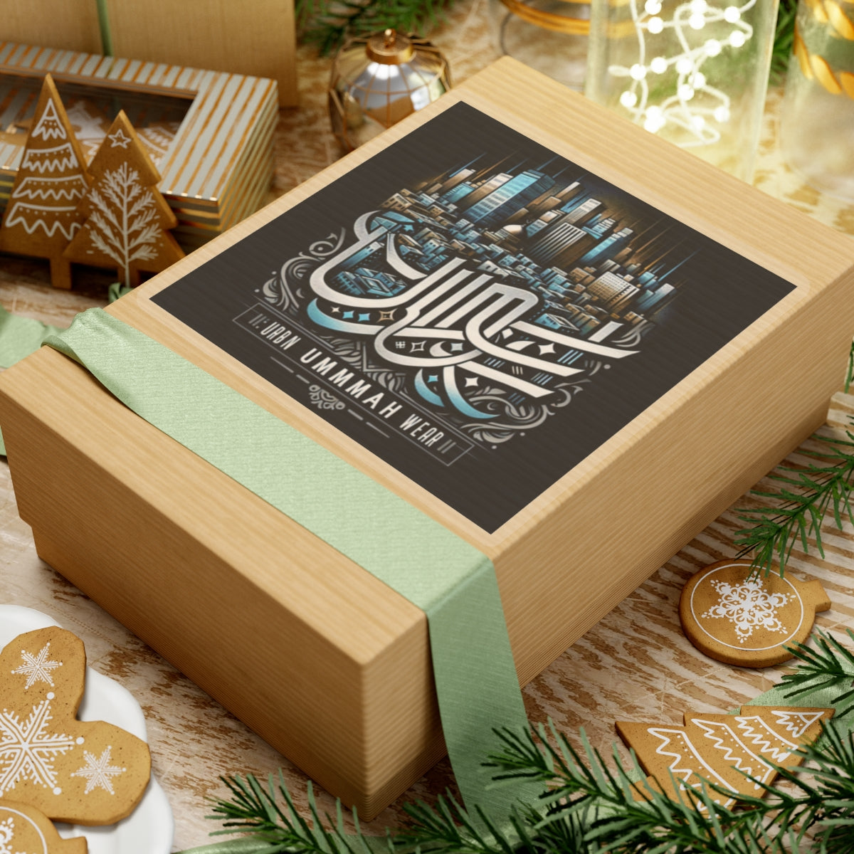 Urban Ummah Wear Kiss-Cut Stickers - Stylish Cityscape Design for Laptop & Decor Muslim Accessories