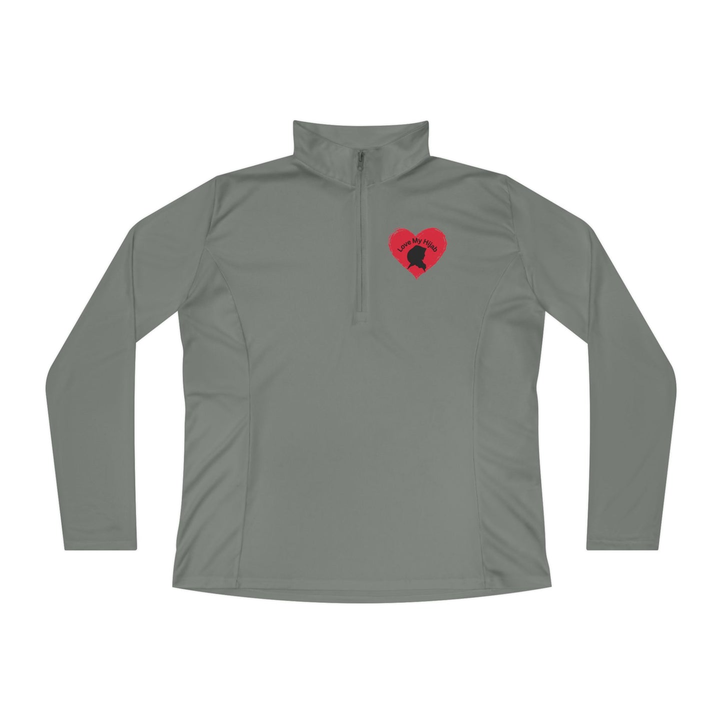 Ladies Quarter-Zip Pullover with Heart Design - Perfect for Active Lifestyle Muslim Women Clothing