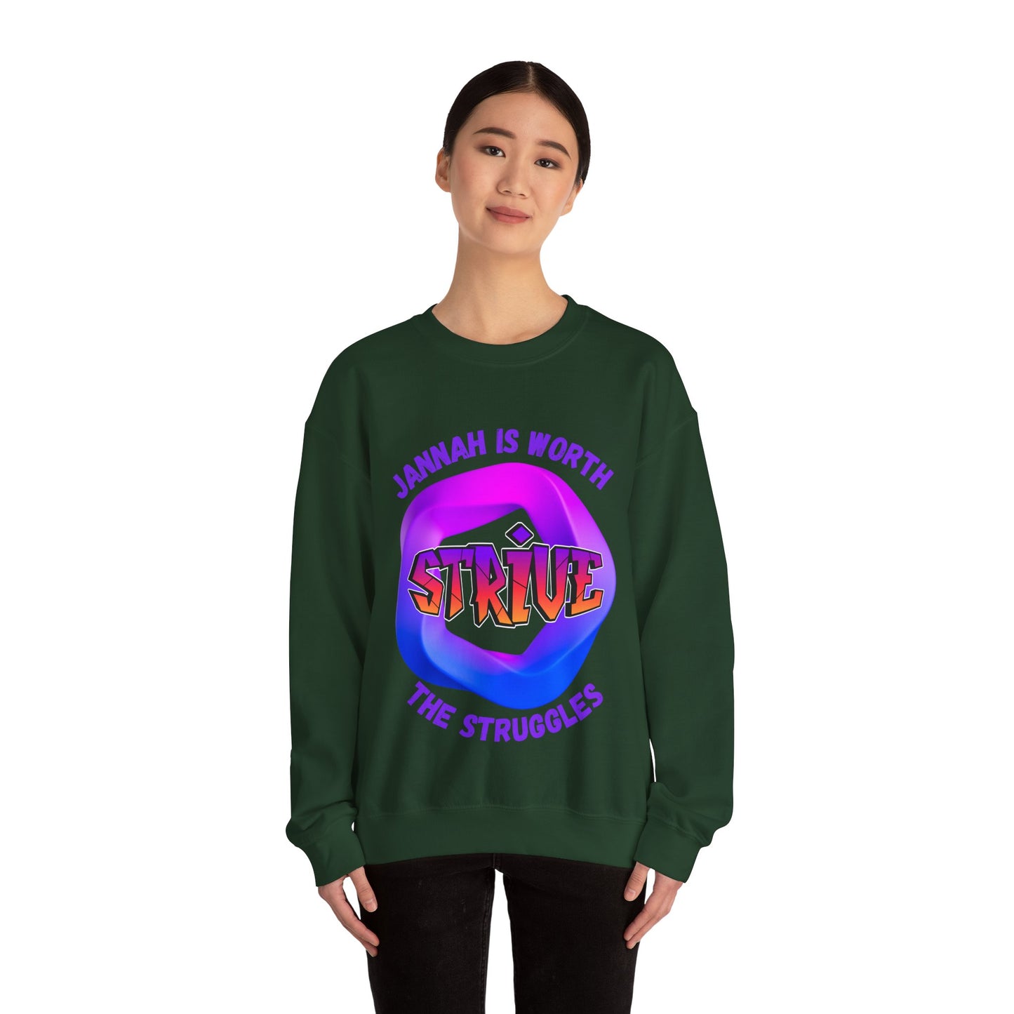 Inspiring Unisex Crewneck Sweatshirt - 'Jannah Is Worth the Struggles' Muslim Streetwear Sweat Shirt