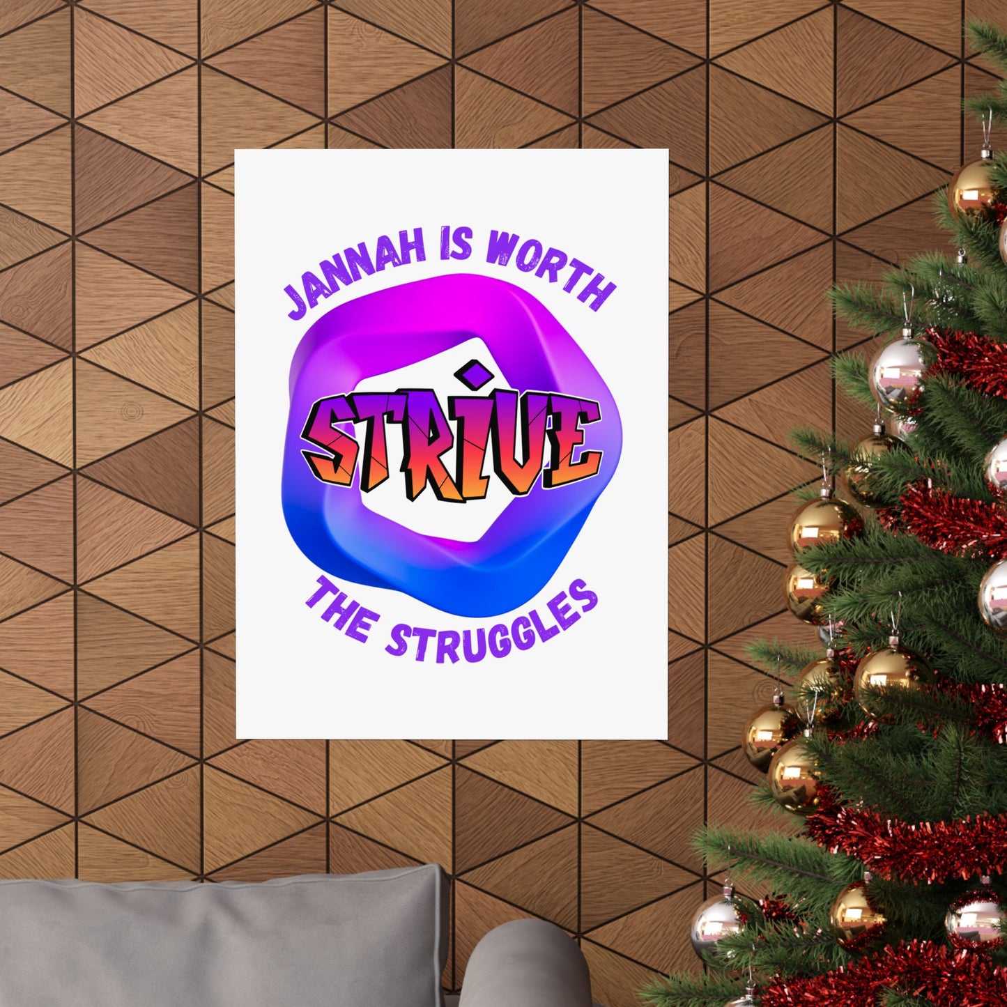 Motivational Vertical Poster - 'Jannah is Worth The Struggles' Muslim Islamic Accessories