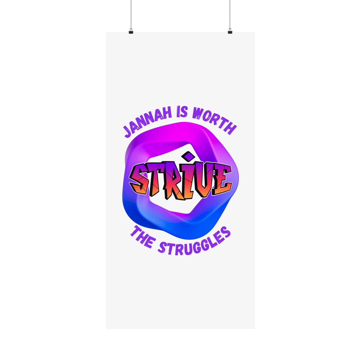 Motivational Vertical Poster - 'Jannah is Worth The Struggles' Muslim Islamic Accessories