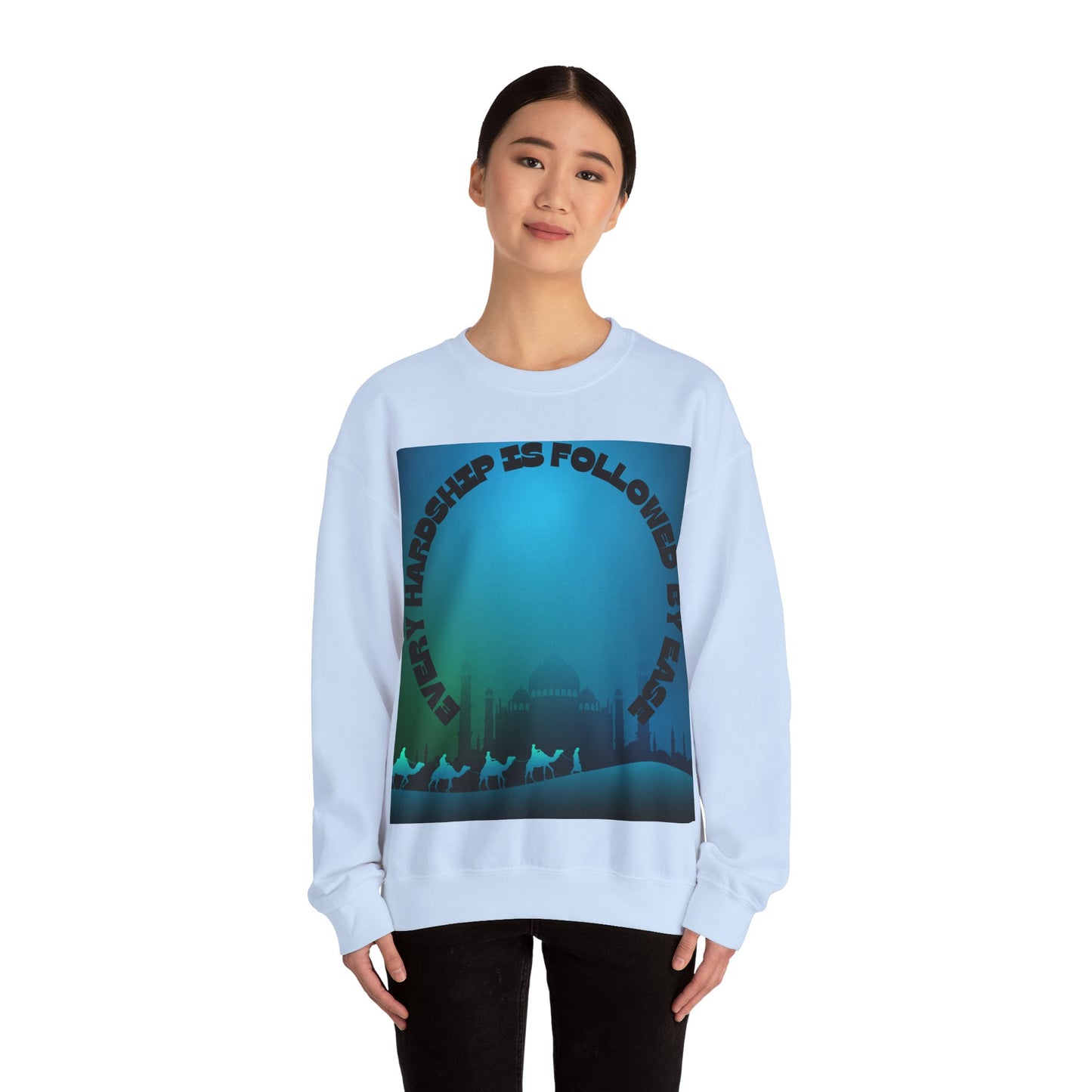 Inspirational Crewneck Sweatshirt - Every Hardship is Followed by Ease Modern Islamic Clothing
