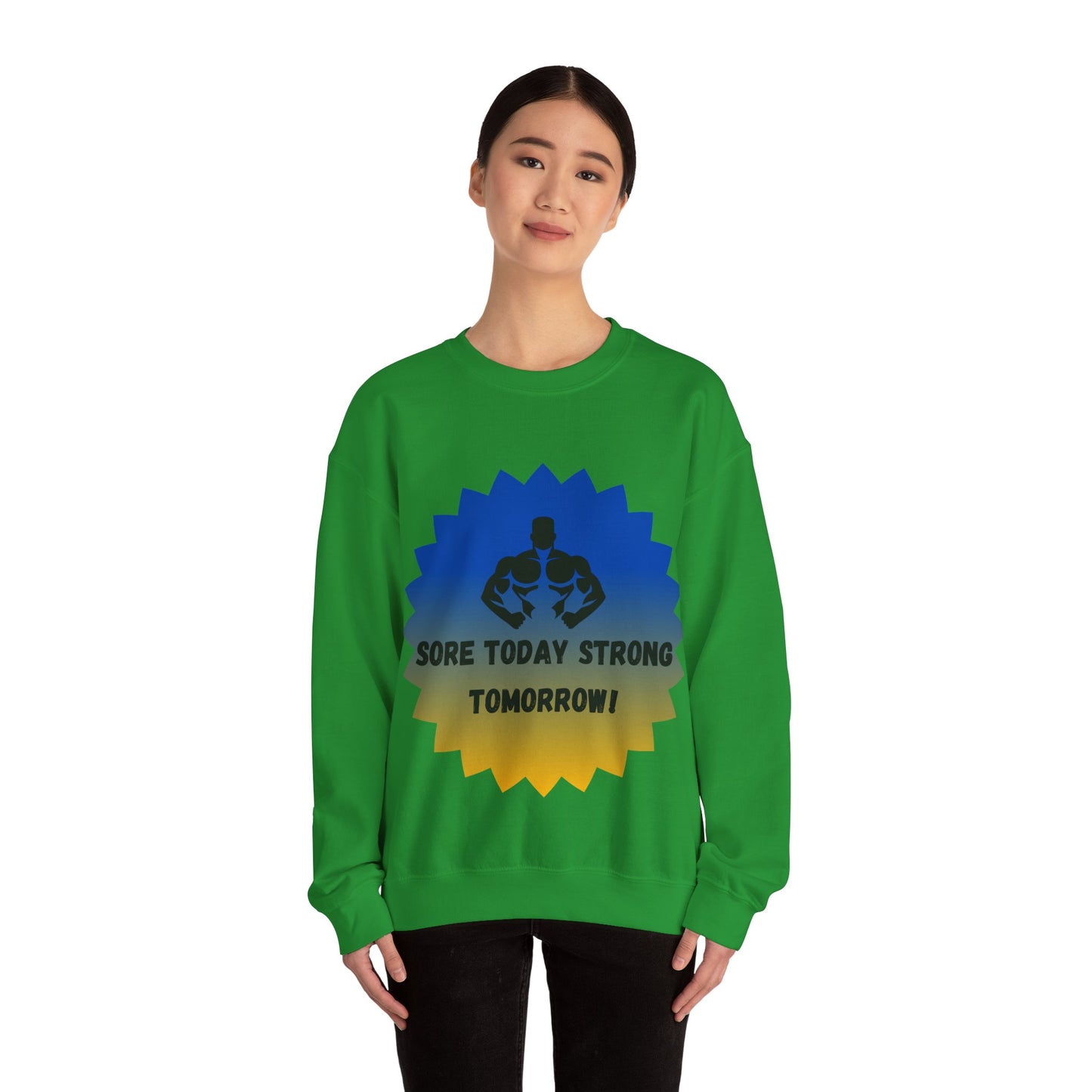 Motivational Fitness Sweatshirt - "Sore Today Strong Tomorrow" Unisex Heavy Blend™ Crewneck Humour Joke Gym Clothing