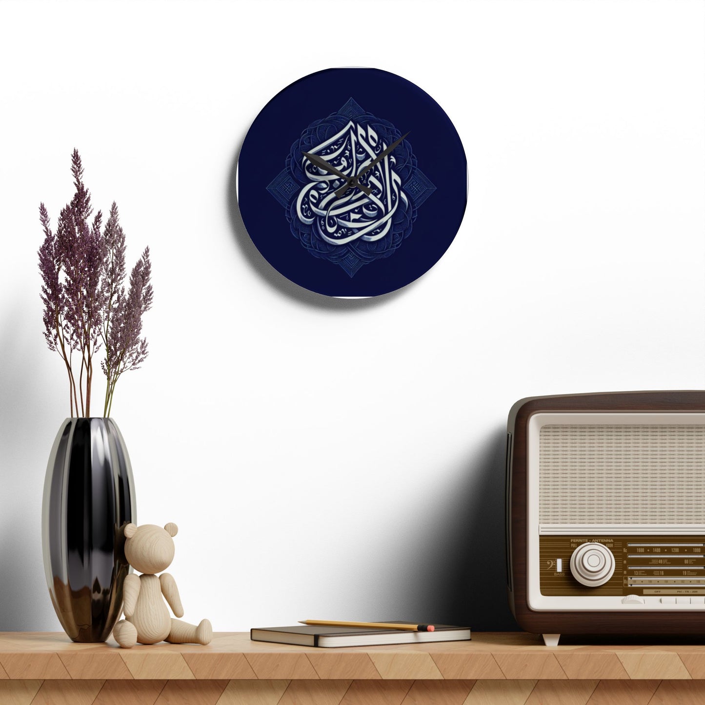 Elegant Islamic Calligraphy Acrylic Wall Clock - Home Decor Islamic Accessories