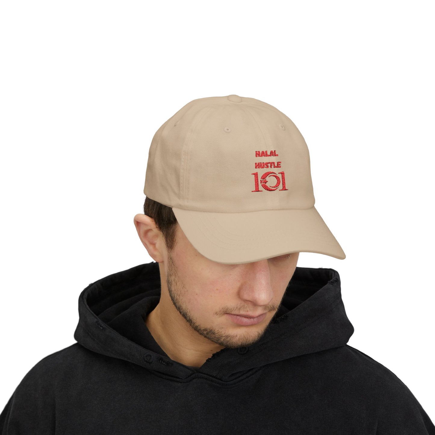 Halal Hustle Classic Dad Cap - Stylish White Cap for Everyday Wear Muslim Streetwear Hat